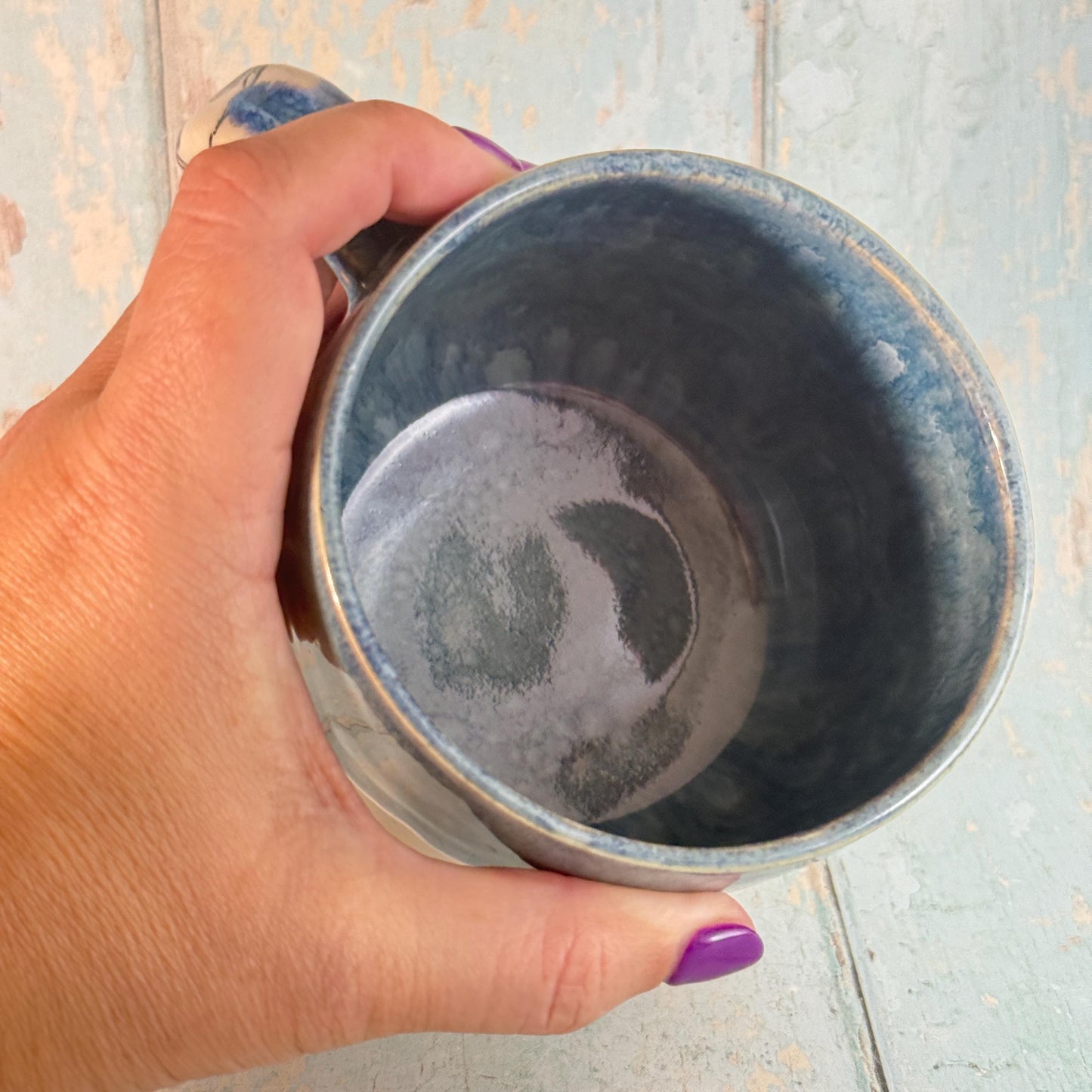 Dark Blue Skull Mug, Large Ceramic Cup