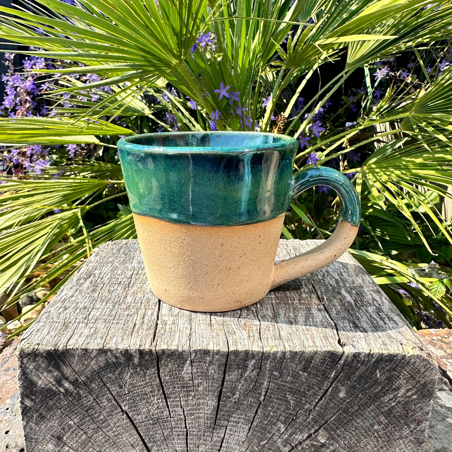 Green Ceramic Mug, Handmade Pottery Cup