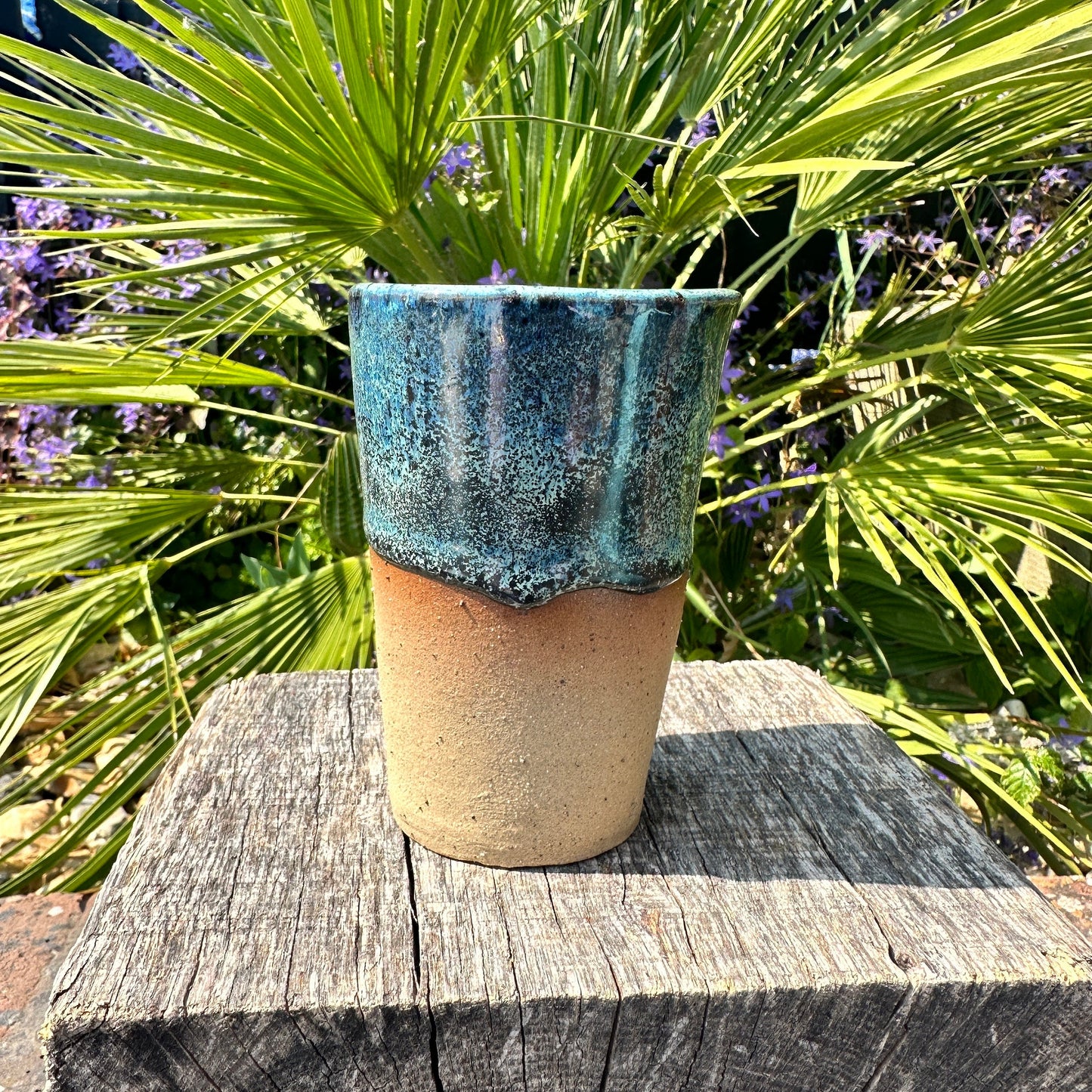 Blue Ceramic Tumbler, Handmade Modern Cup