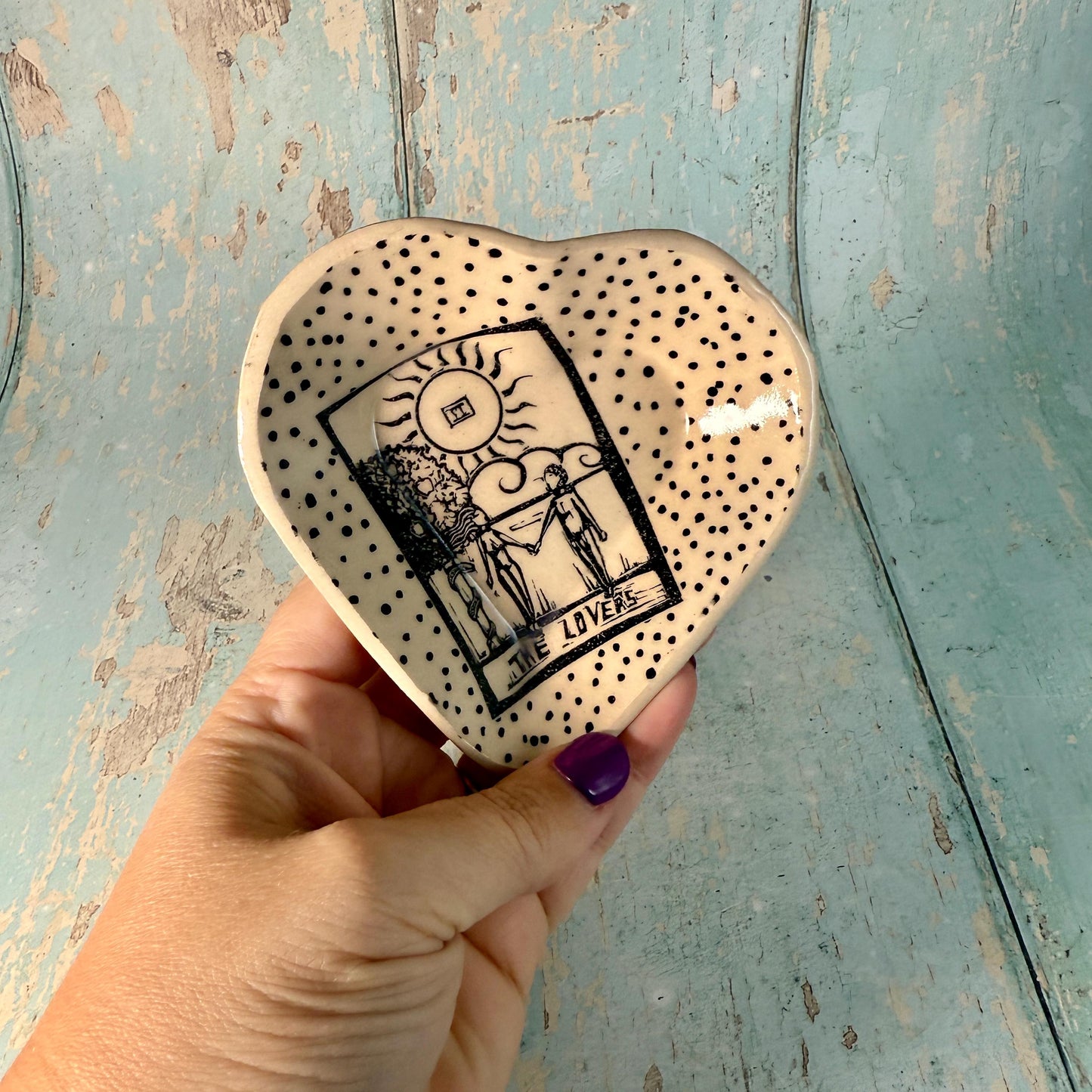 The Lovers Tarot Heart Jewellery Dish, Handmade Ceramic Pot