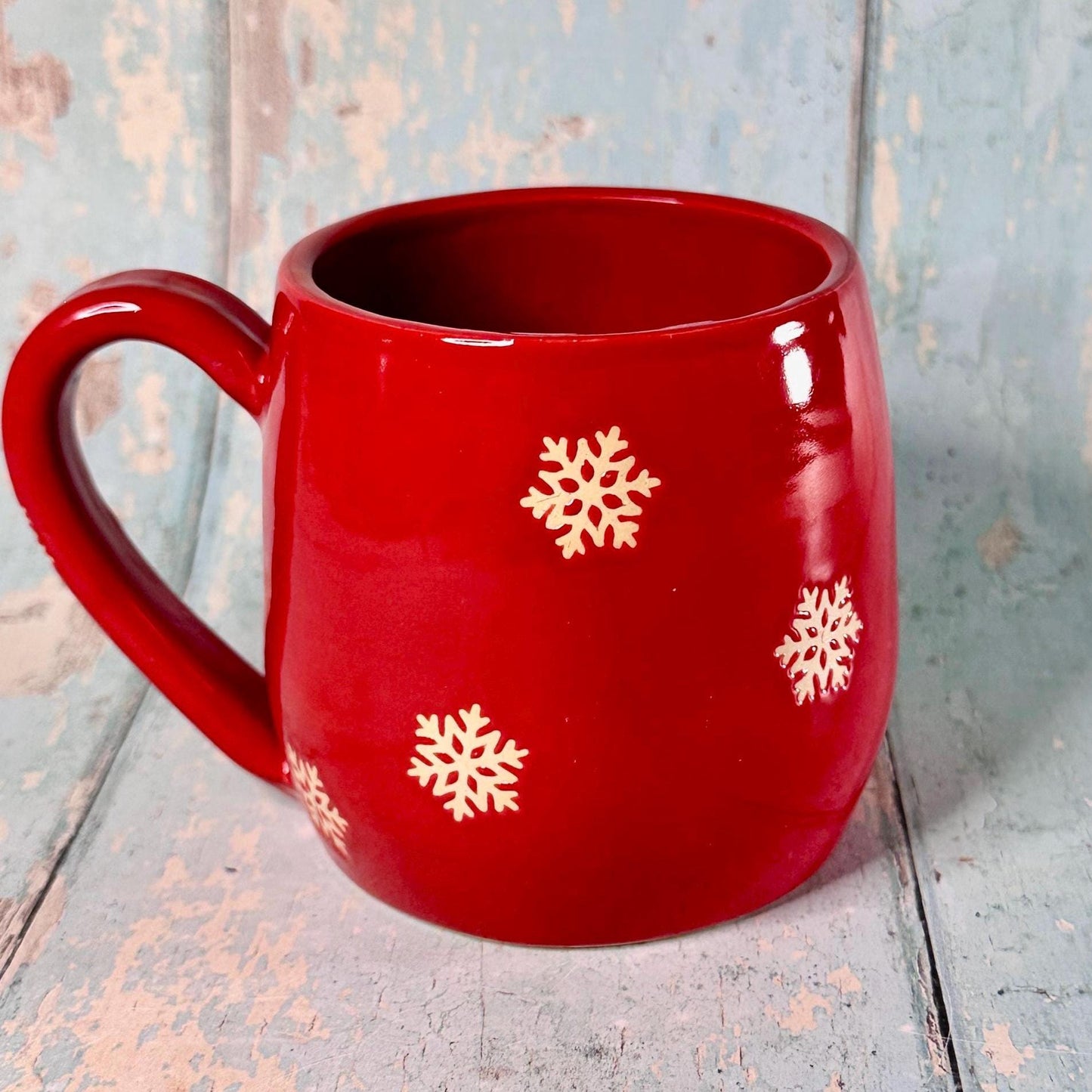 Red Christmas Hippo Mug, Handmade Ceramic Cup