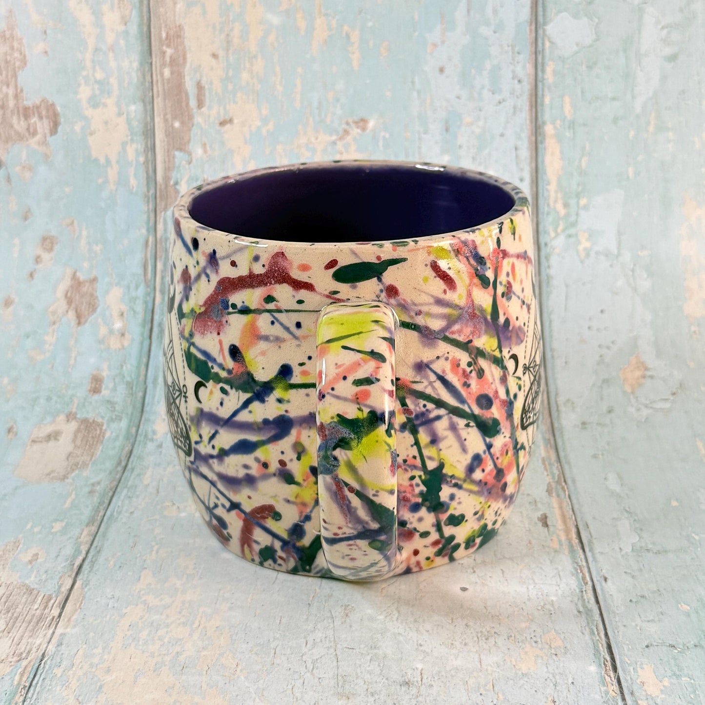 Dark Purple Moth Mug, Handmade Ceramic Cup