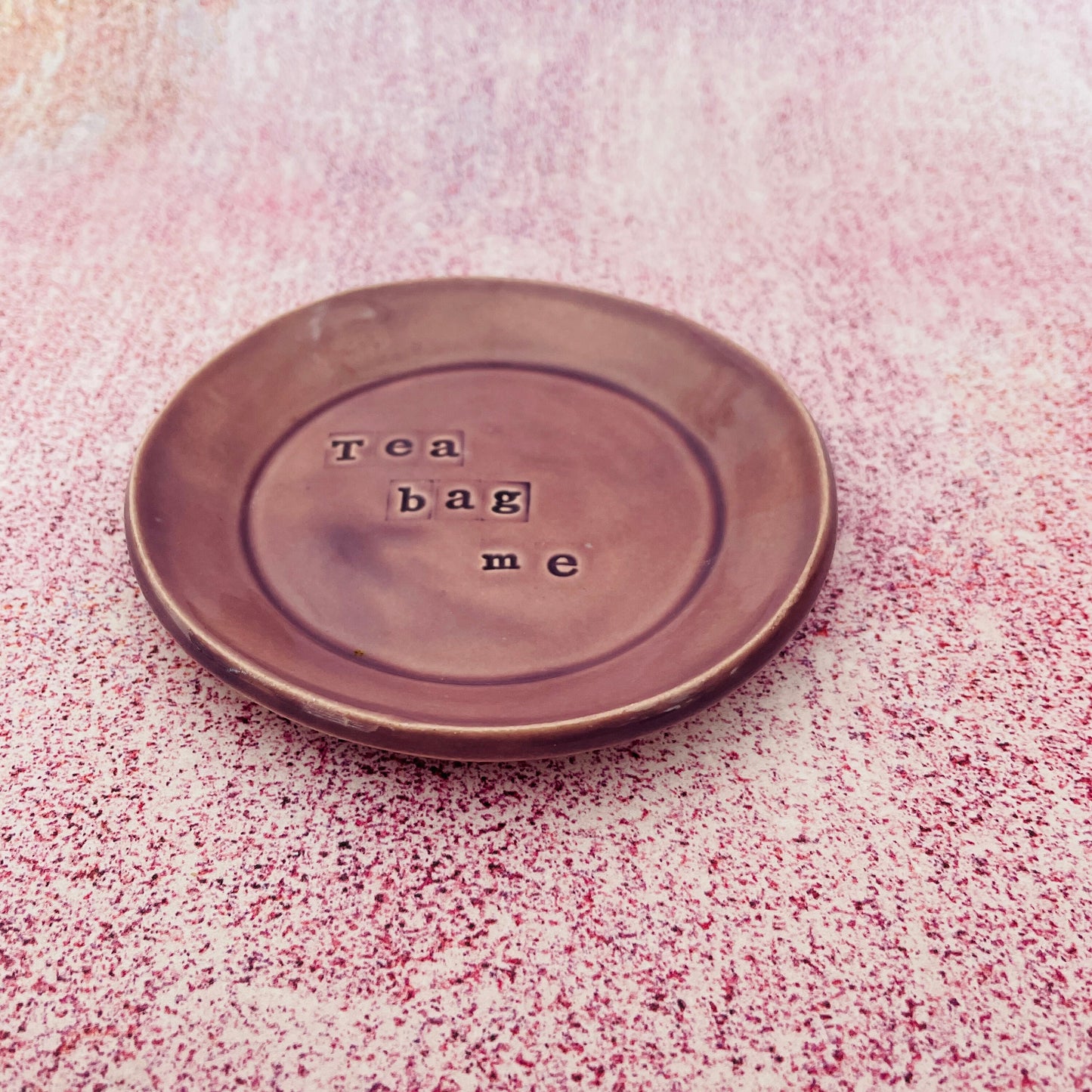 Purple Ceramic Dish, Tea Bag Holder