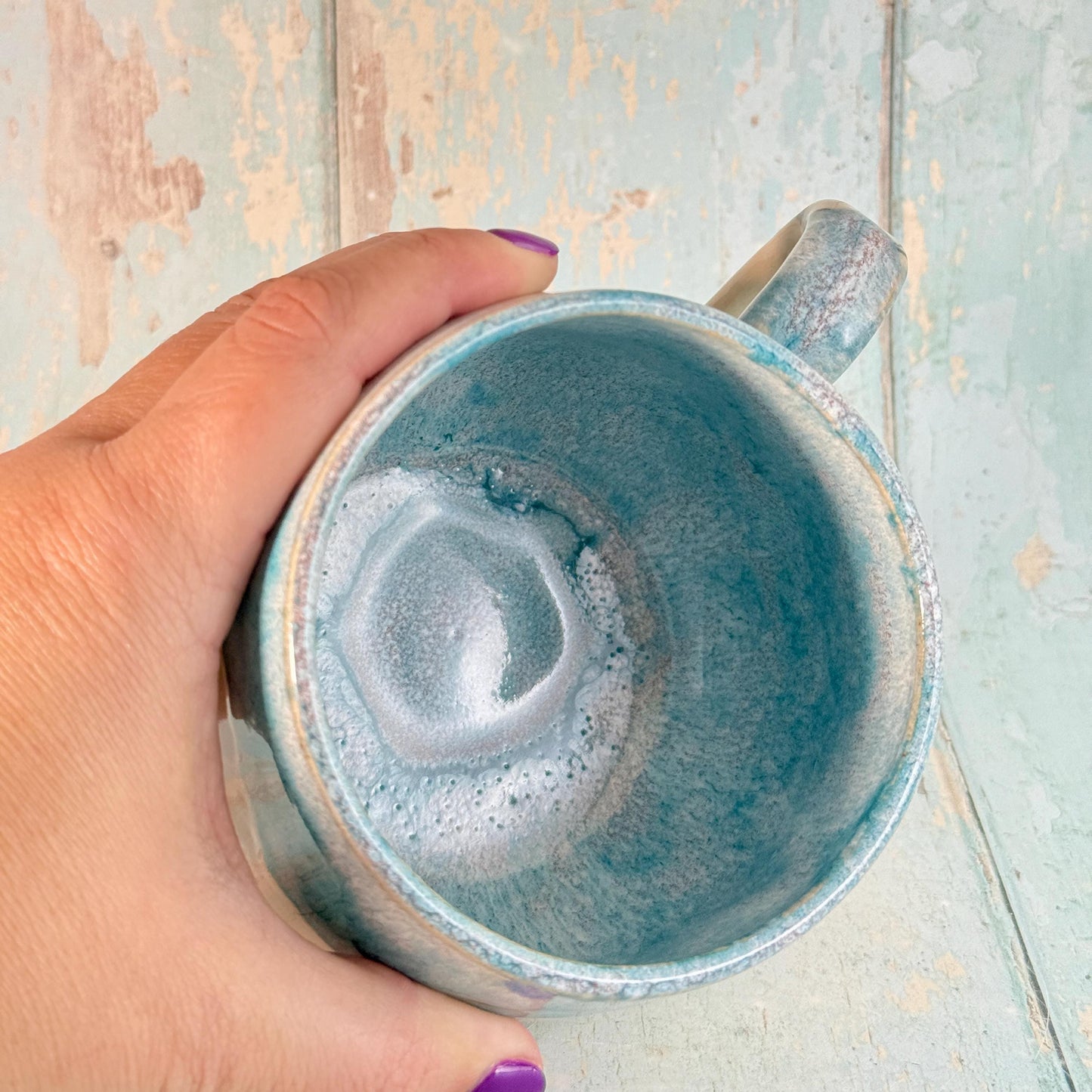 Turquoise Skull Mug, Handmade Ceramic Cup