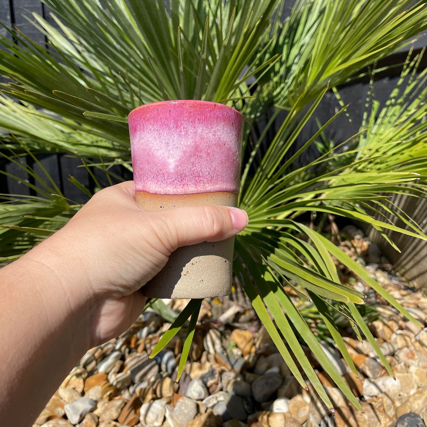 Pink Ceramic Tumbler, Handmade Modern Cup