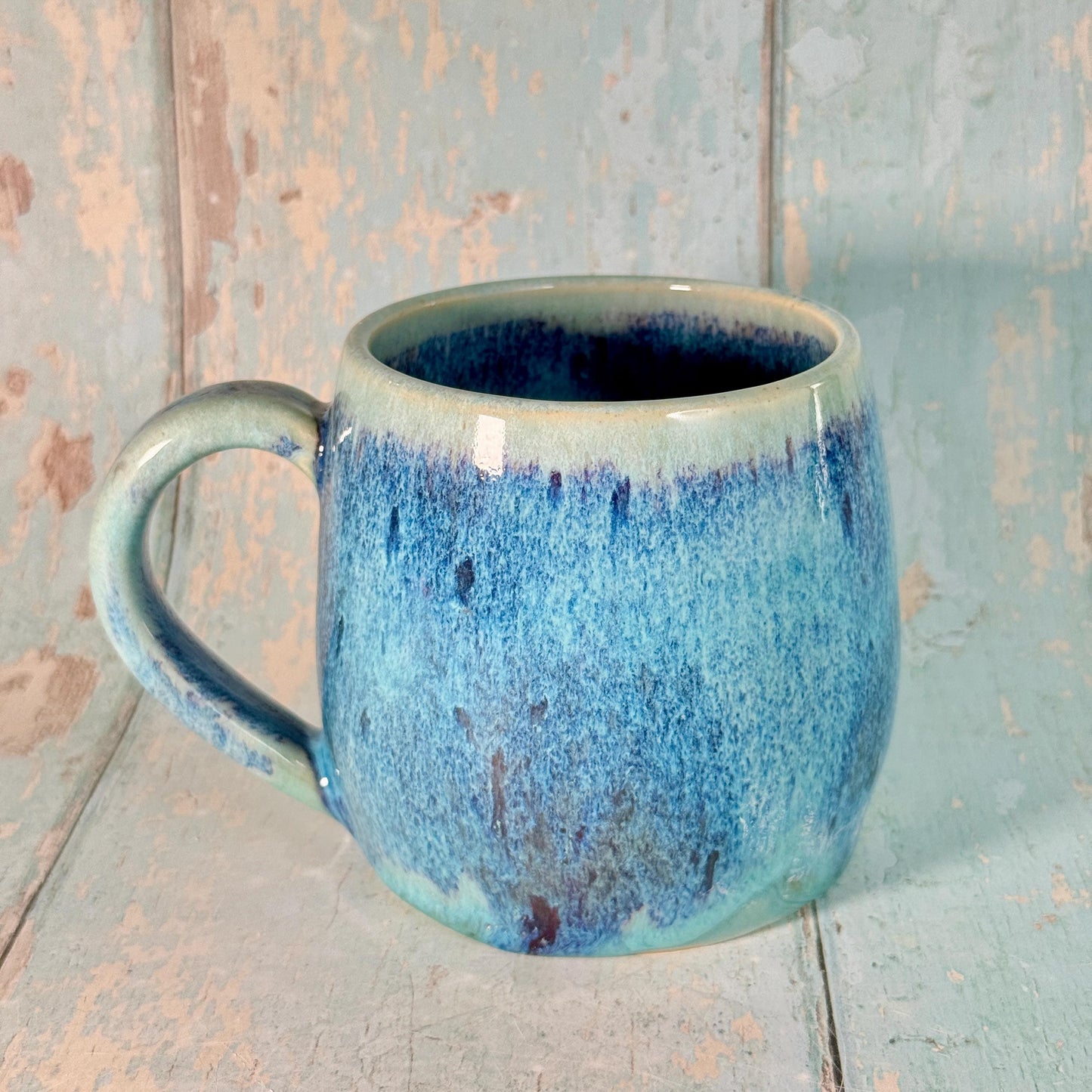 Purple and Turquoise Gold Moon Mug, Handmade Ceramic Mug