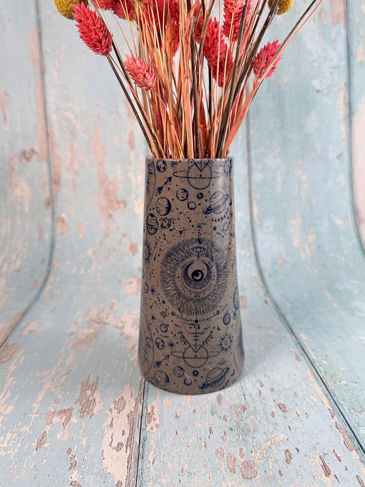 Grey Space Ceramic Vase, Handmade Modern Pottery