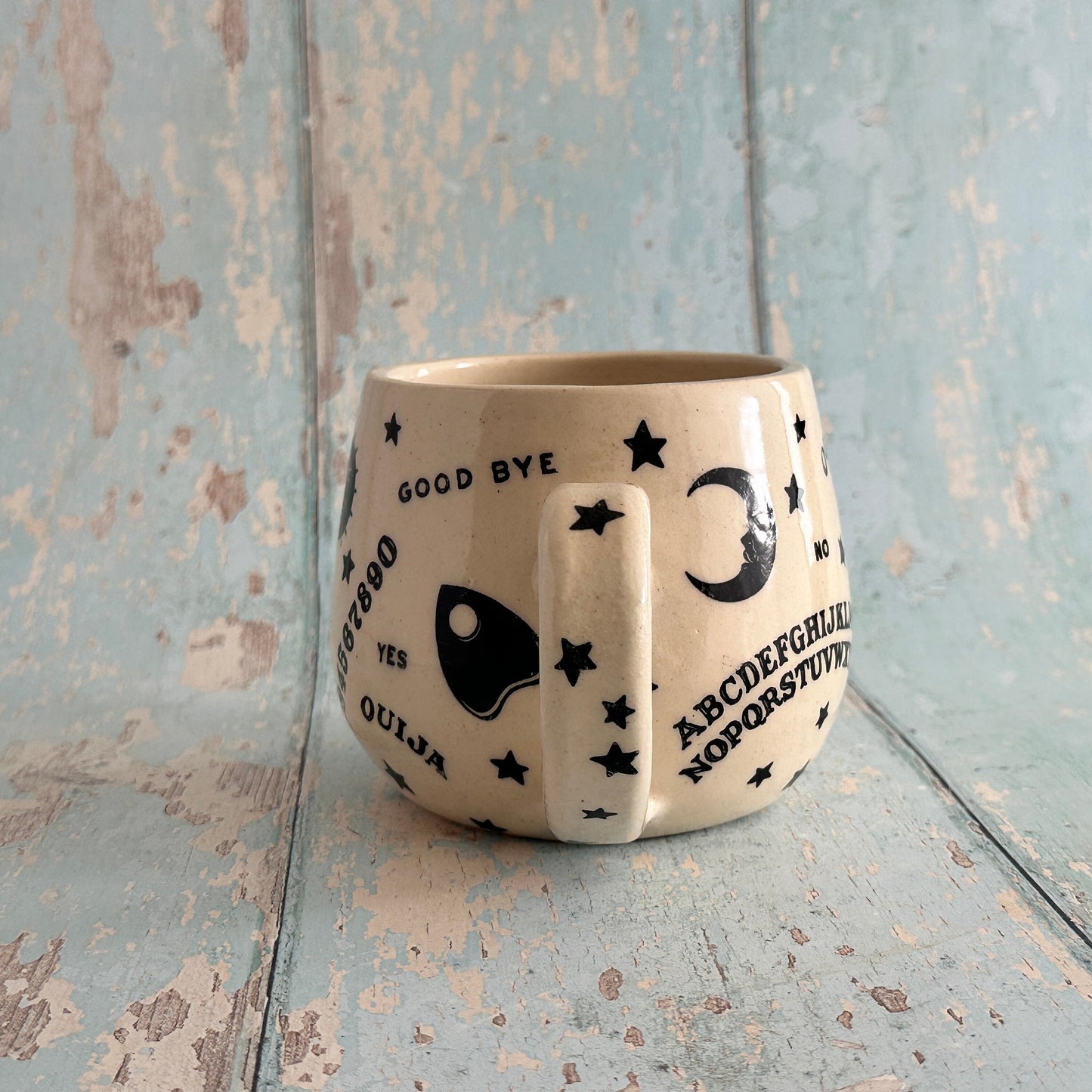 Halloween Ouija Mug, Handmade Ceramic Cup