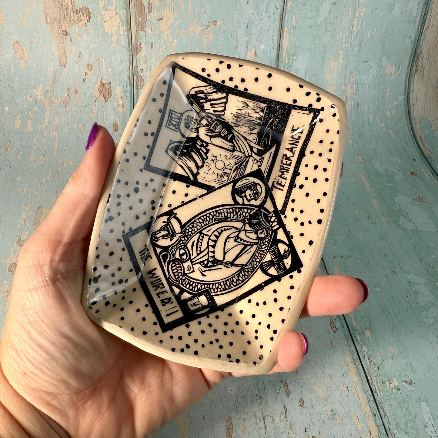 Tarot Card Jewellery Dish, Handmade Ceramic Pot