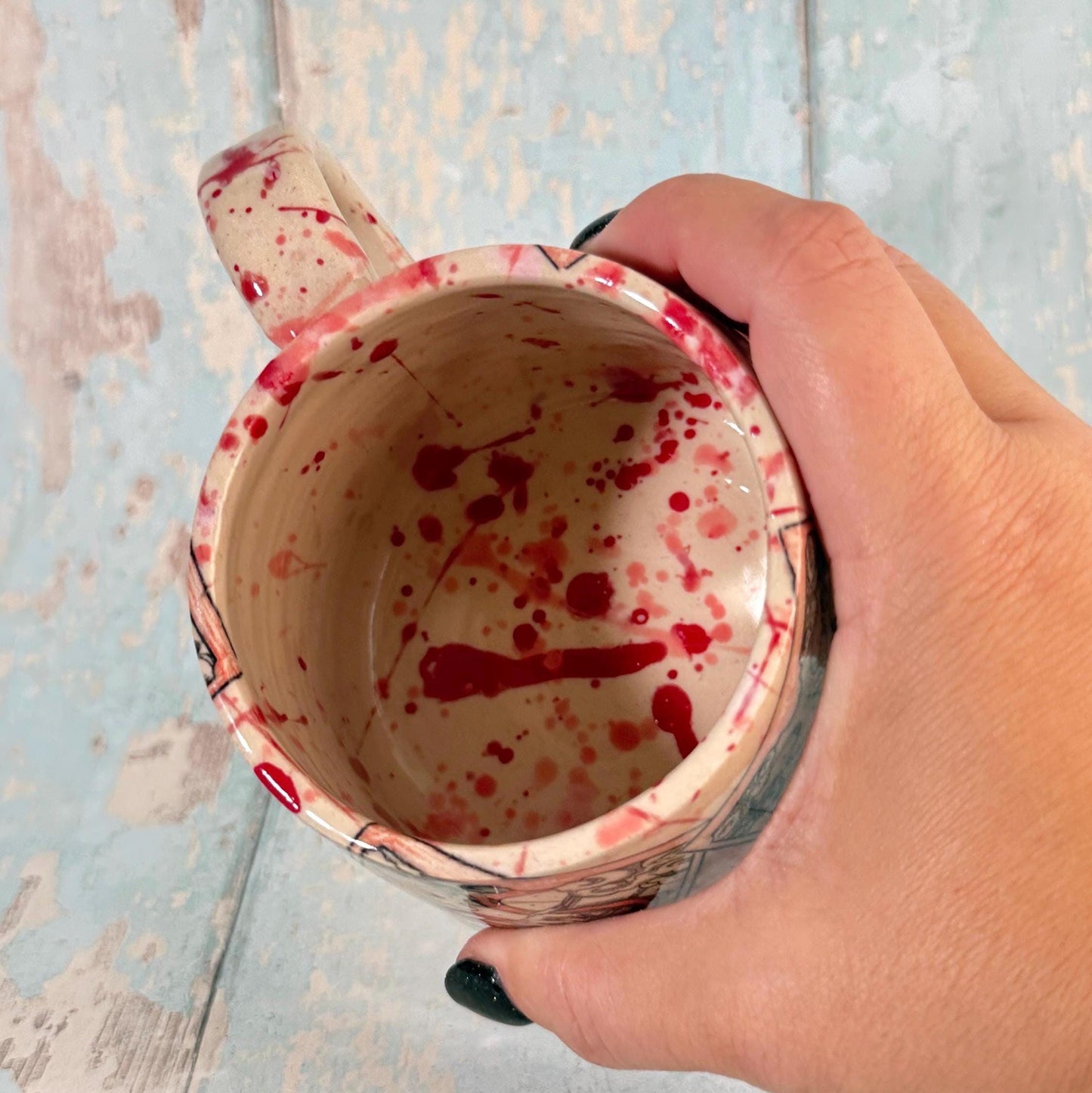 Pink and Red Tarot Mug, Large Ceramic Cup