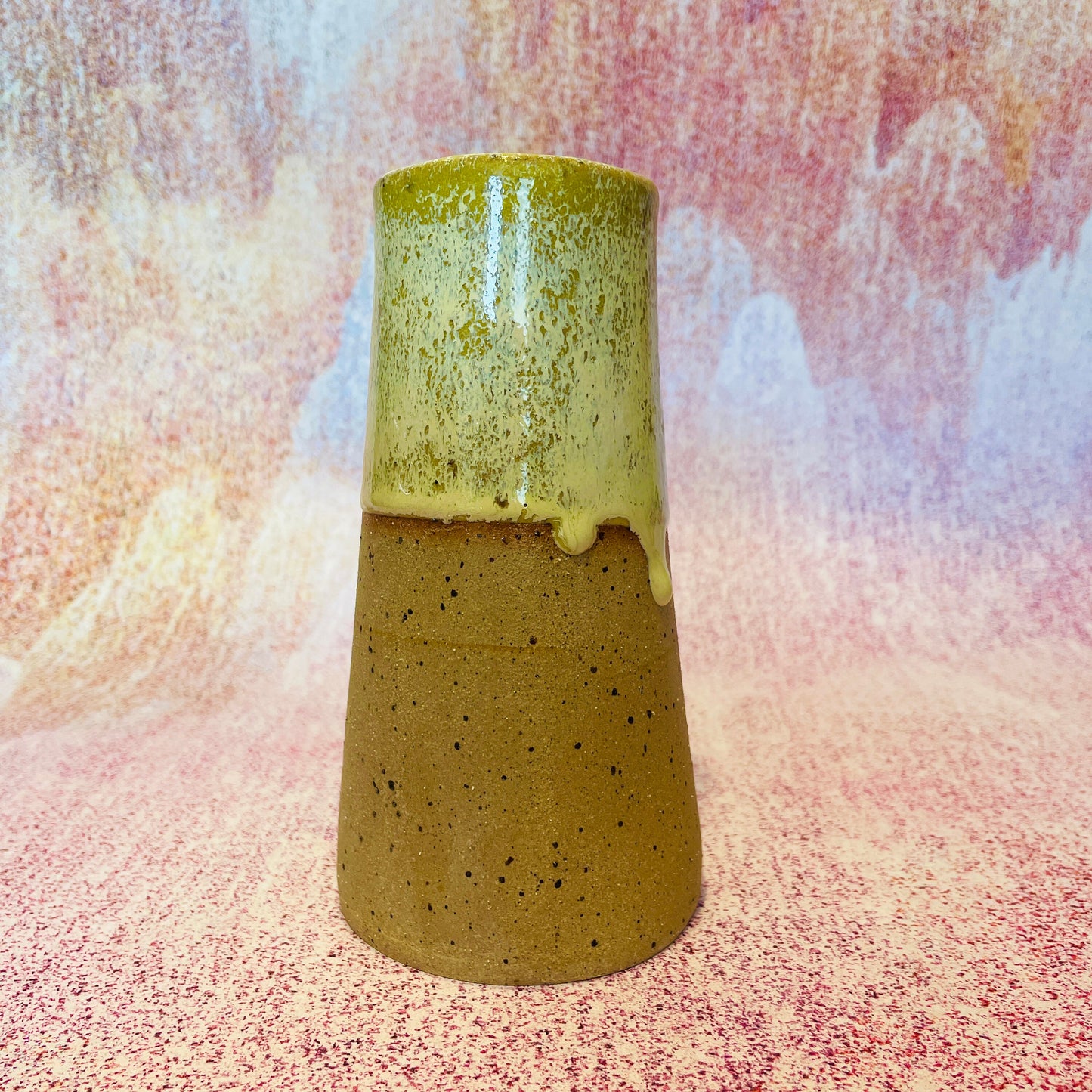 Yellow Ceramic Vase, Handmade Modern Pottery