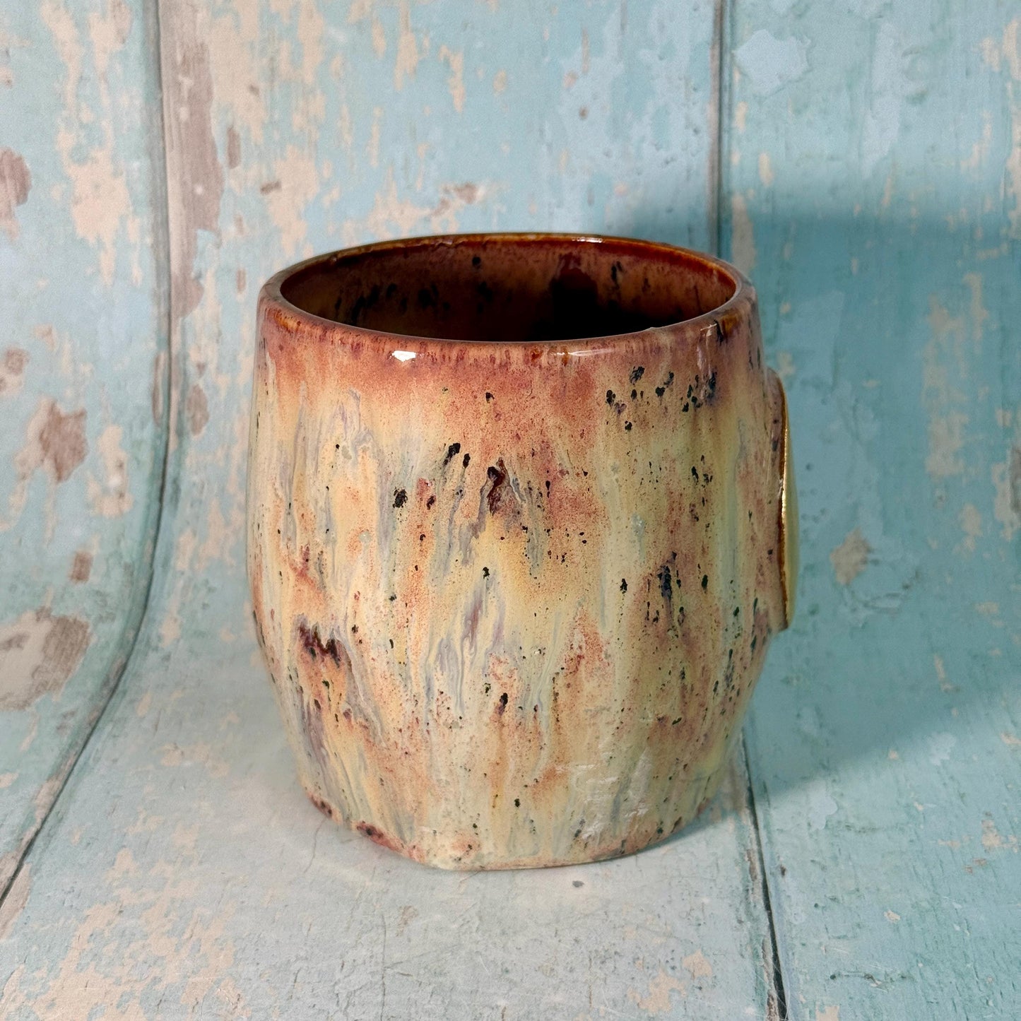 Beige Spotty Gold Moon Mug, Handmade Ceramic Mug