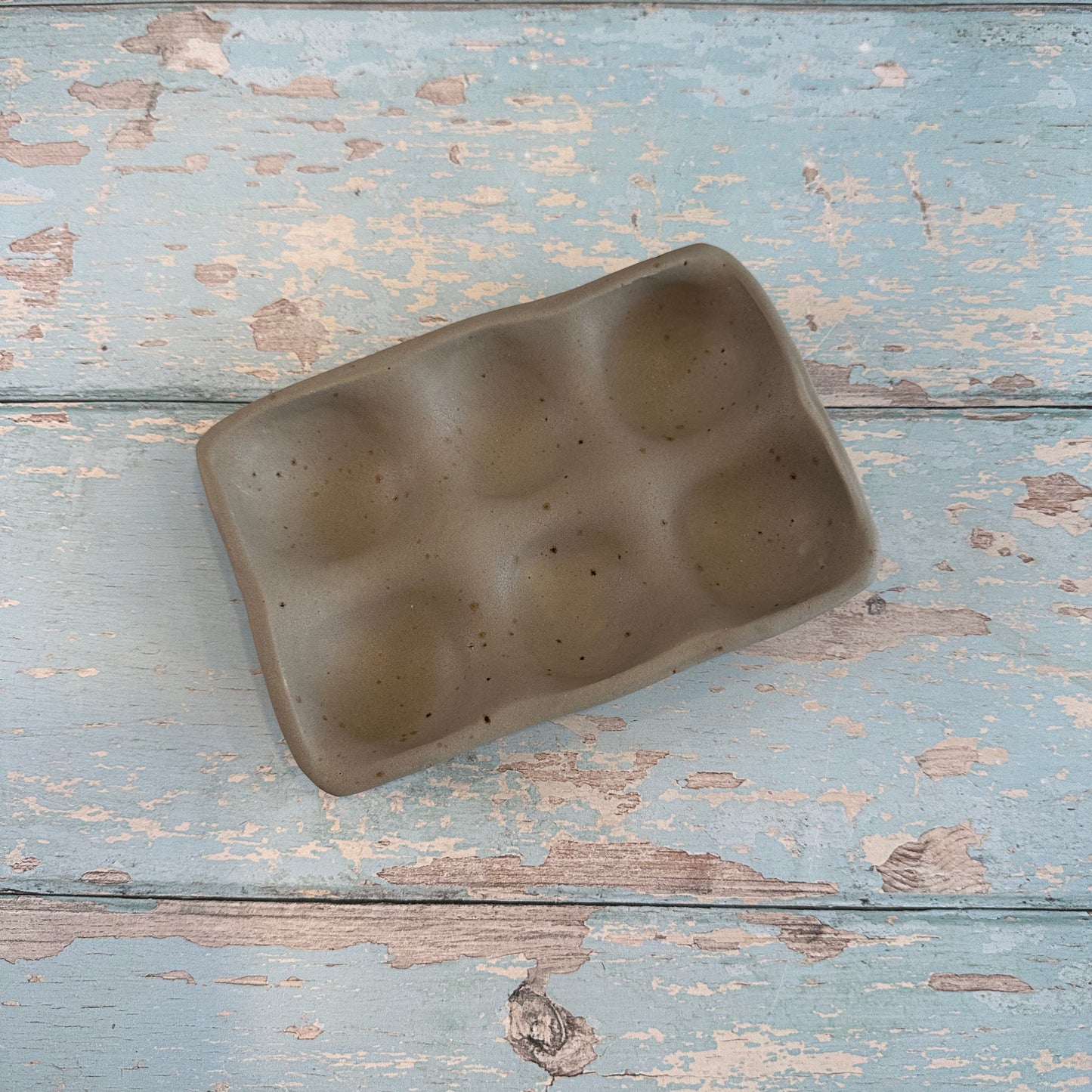 Grey Ceramic Egg Tray, Holds 6 or 12 Eggs