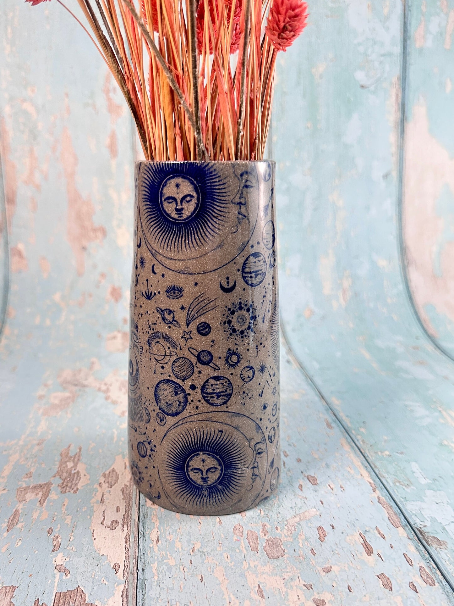 Grey Space Ceramic Vase, Handmade Modern Pottery