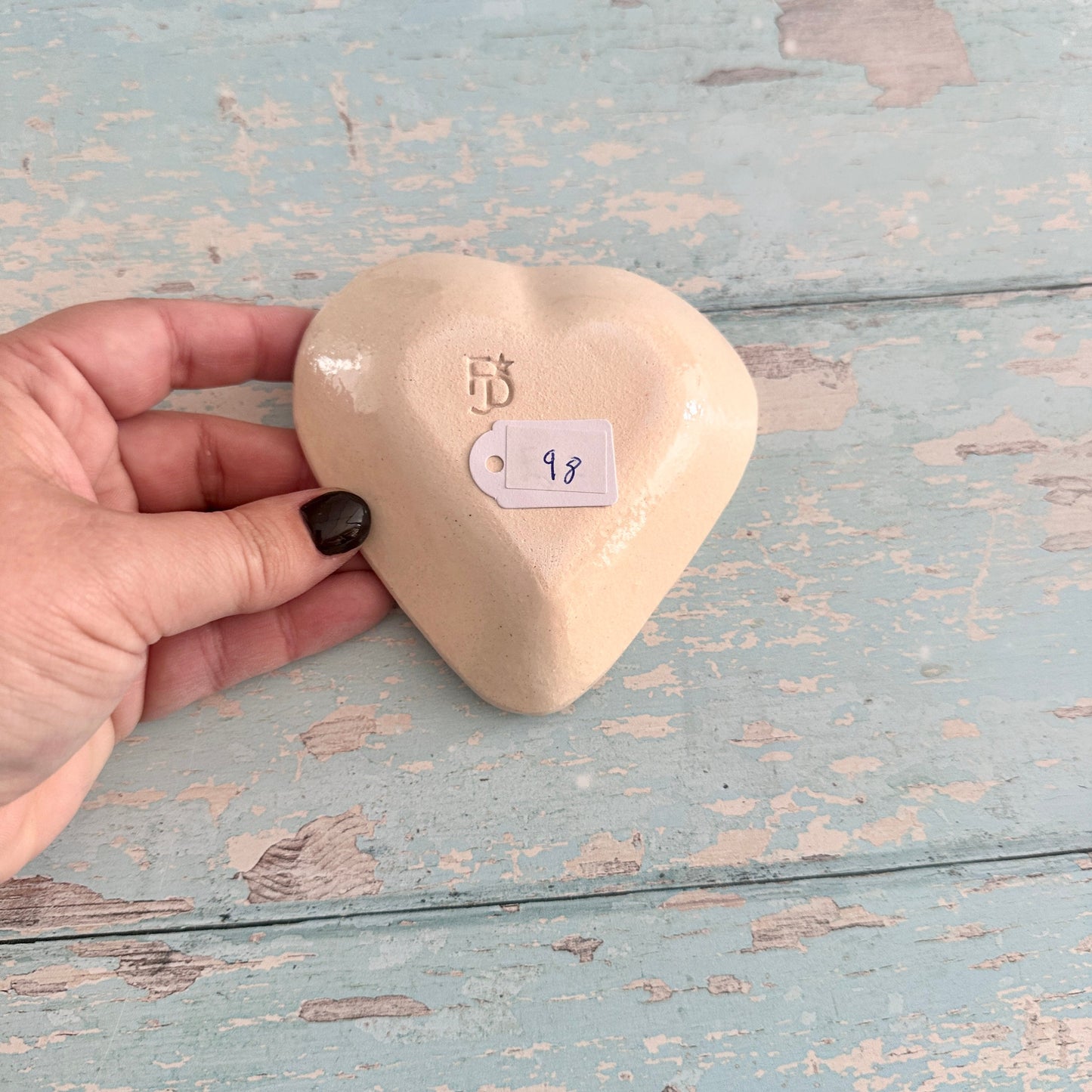 Small Pink and Yellow Heart Ring Dish, Handmade Ceramic Pot