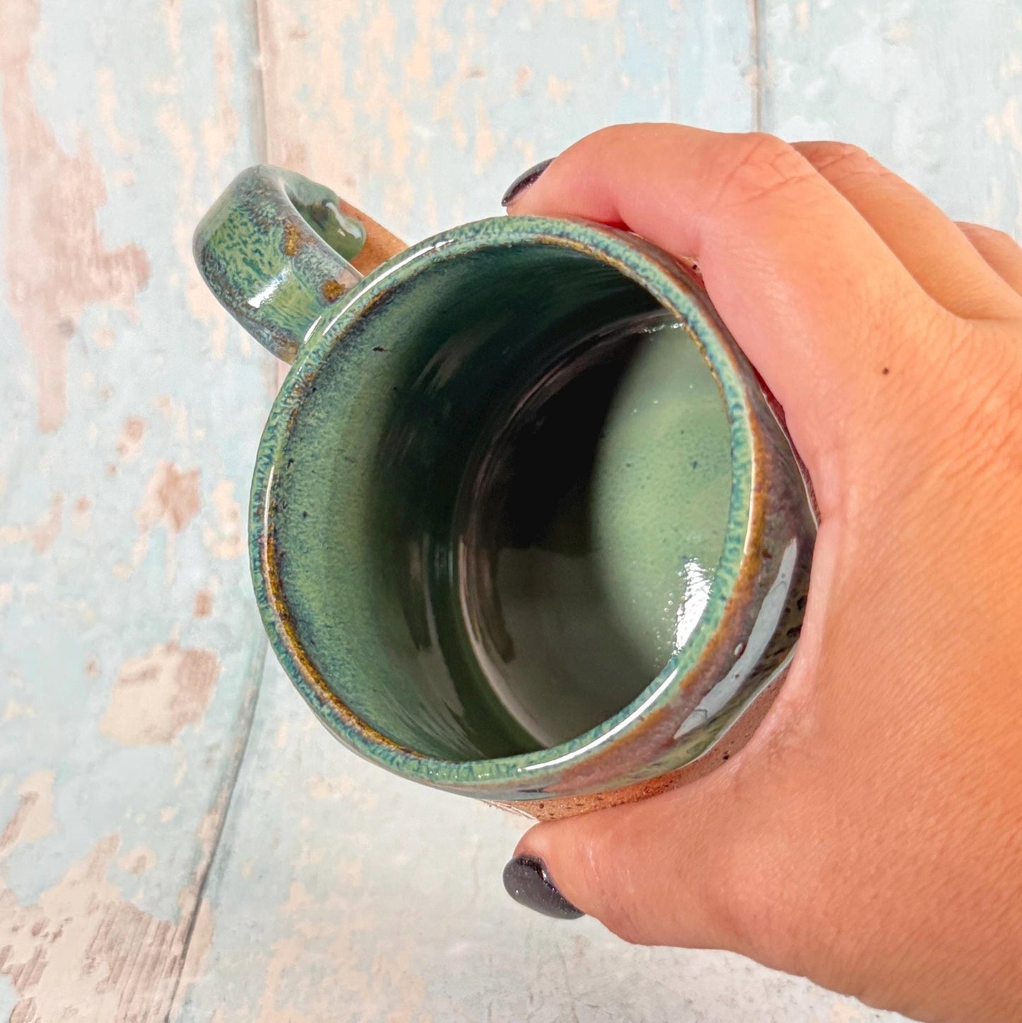 Green and White "Cobweb Stew" Mug Halloween Spooky Season Cup - FJD Ceramics
