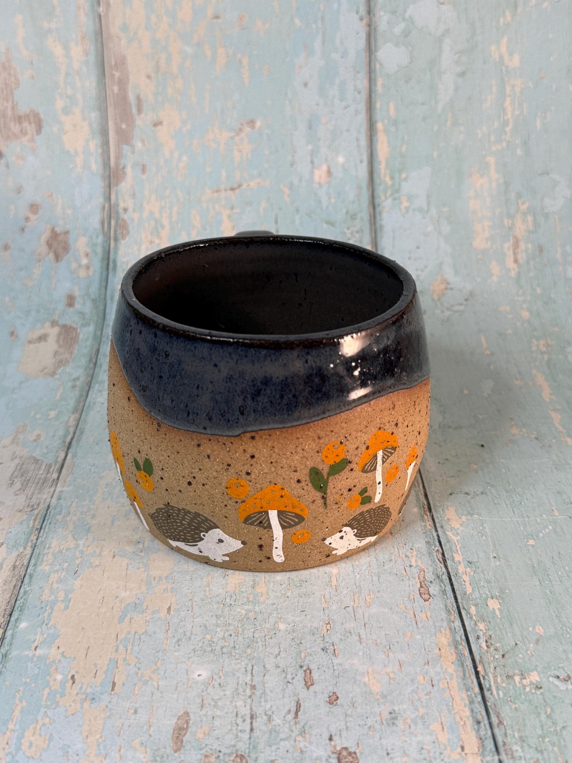 Grey Hedgehog Mug, Large Ceramic Cup