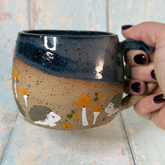 Grey Hedgehog Mug, Large Ceramic Cup