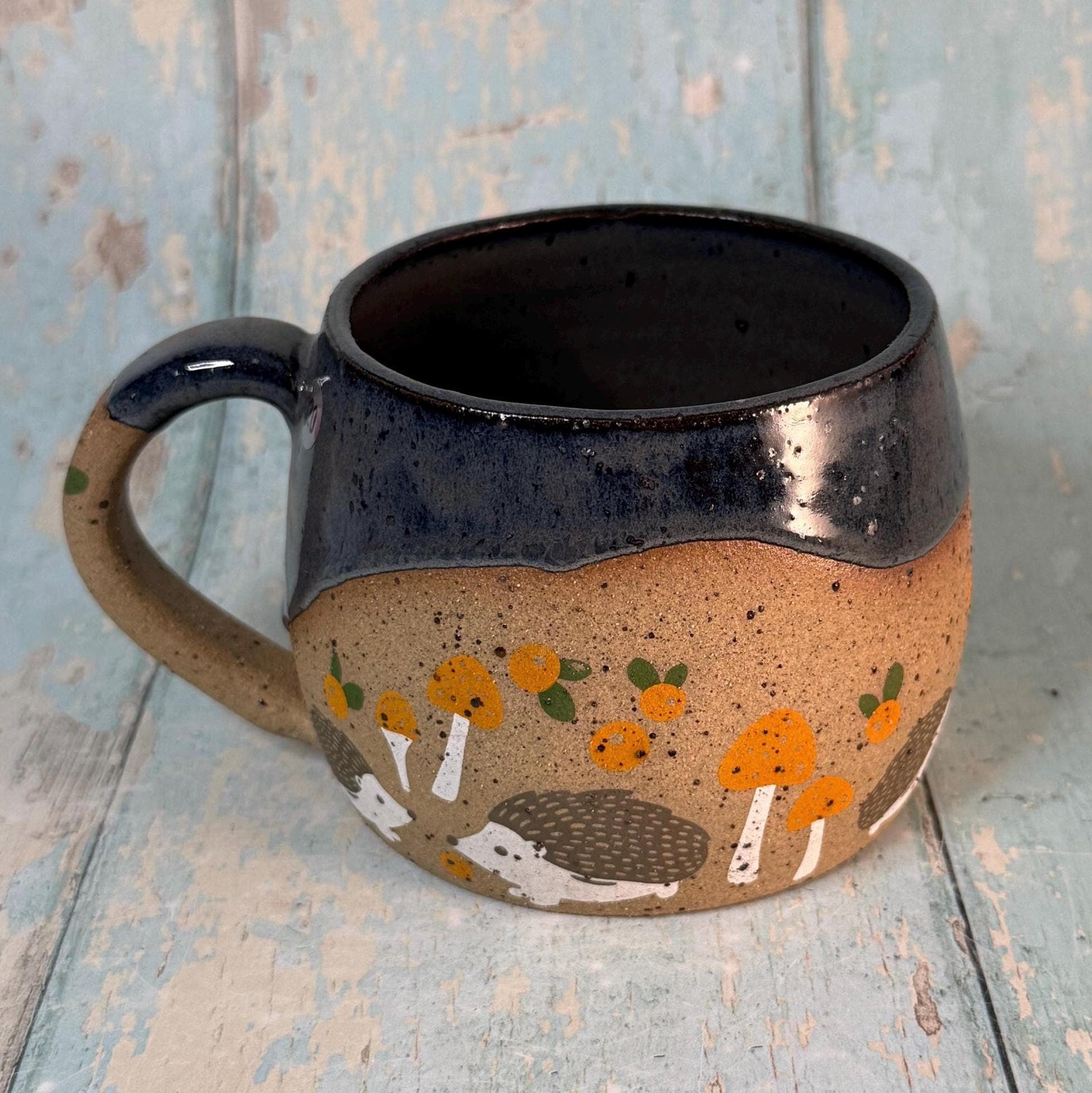 Grey Hedgehog Mug, Large Ceramic Cup