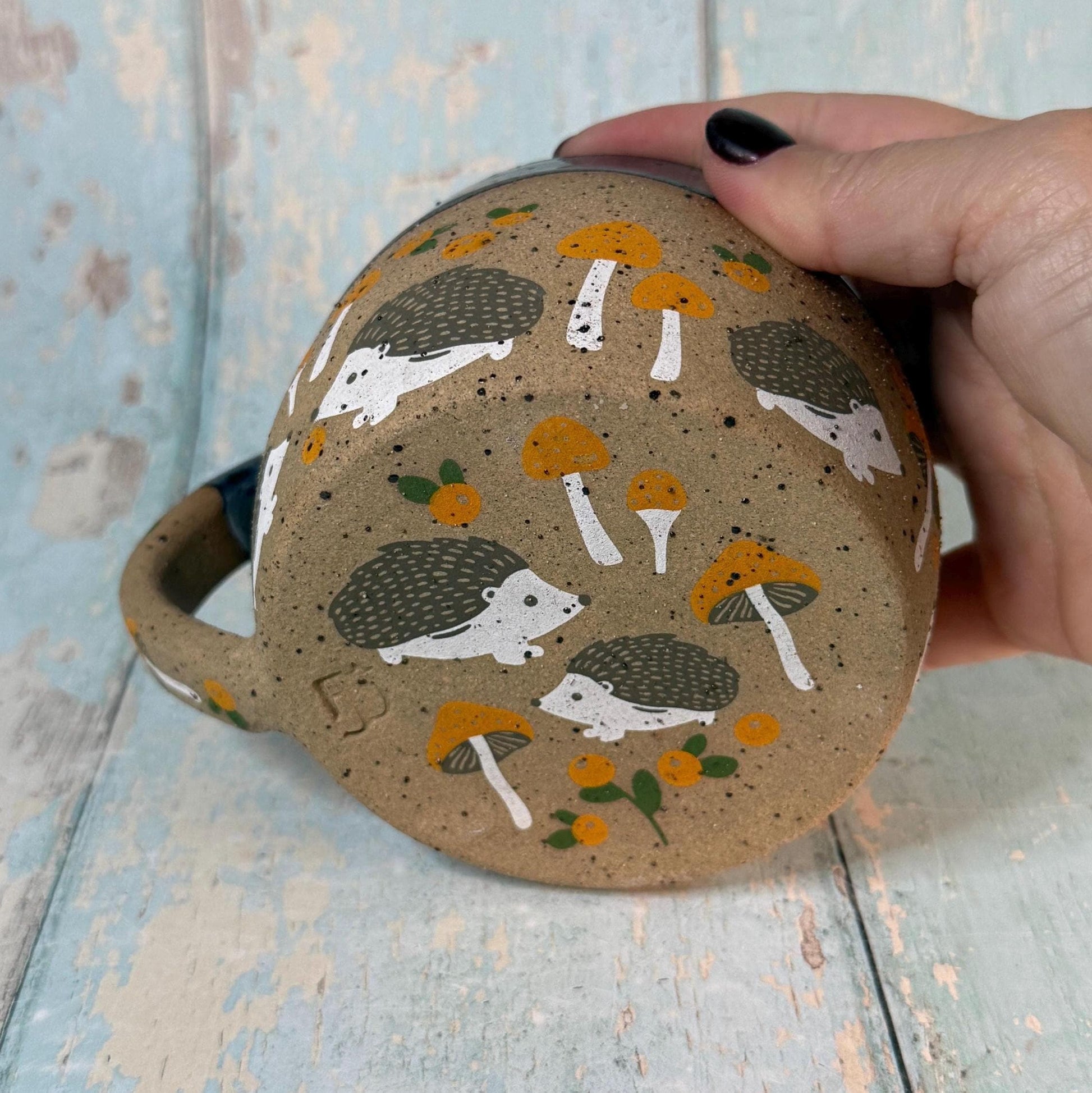 Grey Hedgehog Mug, Large Ceramic Cup