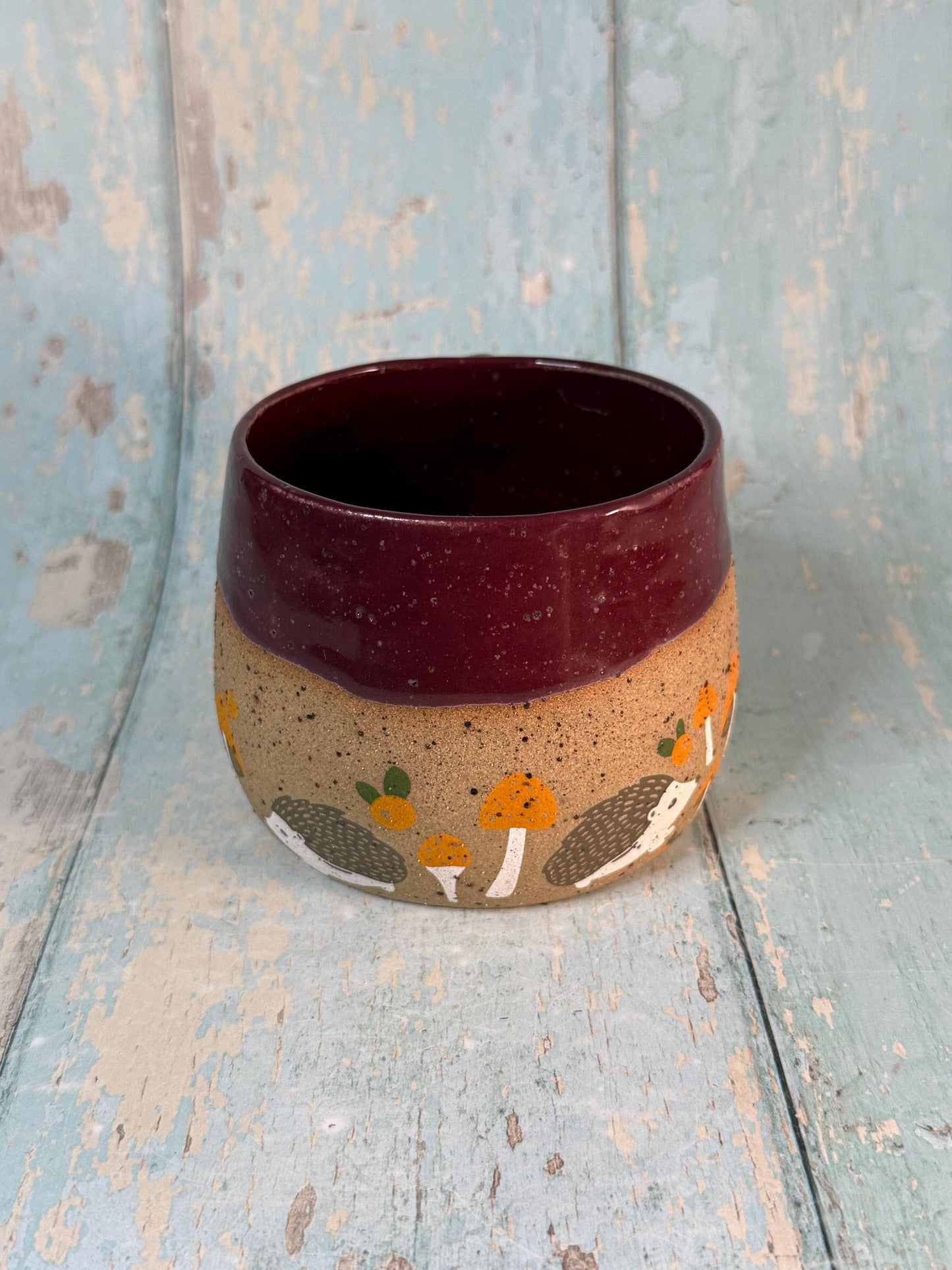 Plum Hedgehog Mug, Large Ceramic Cup