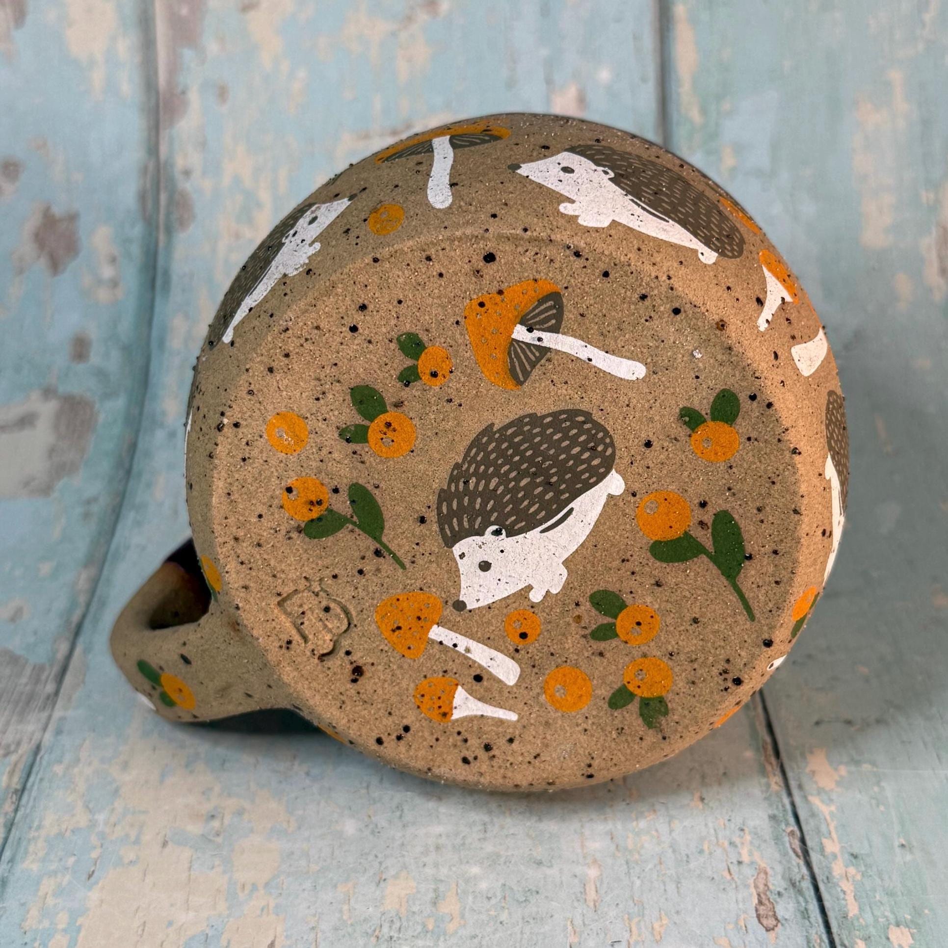 Plum Hedgehog Mug, Large Ceramic Cup