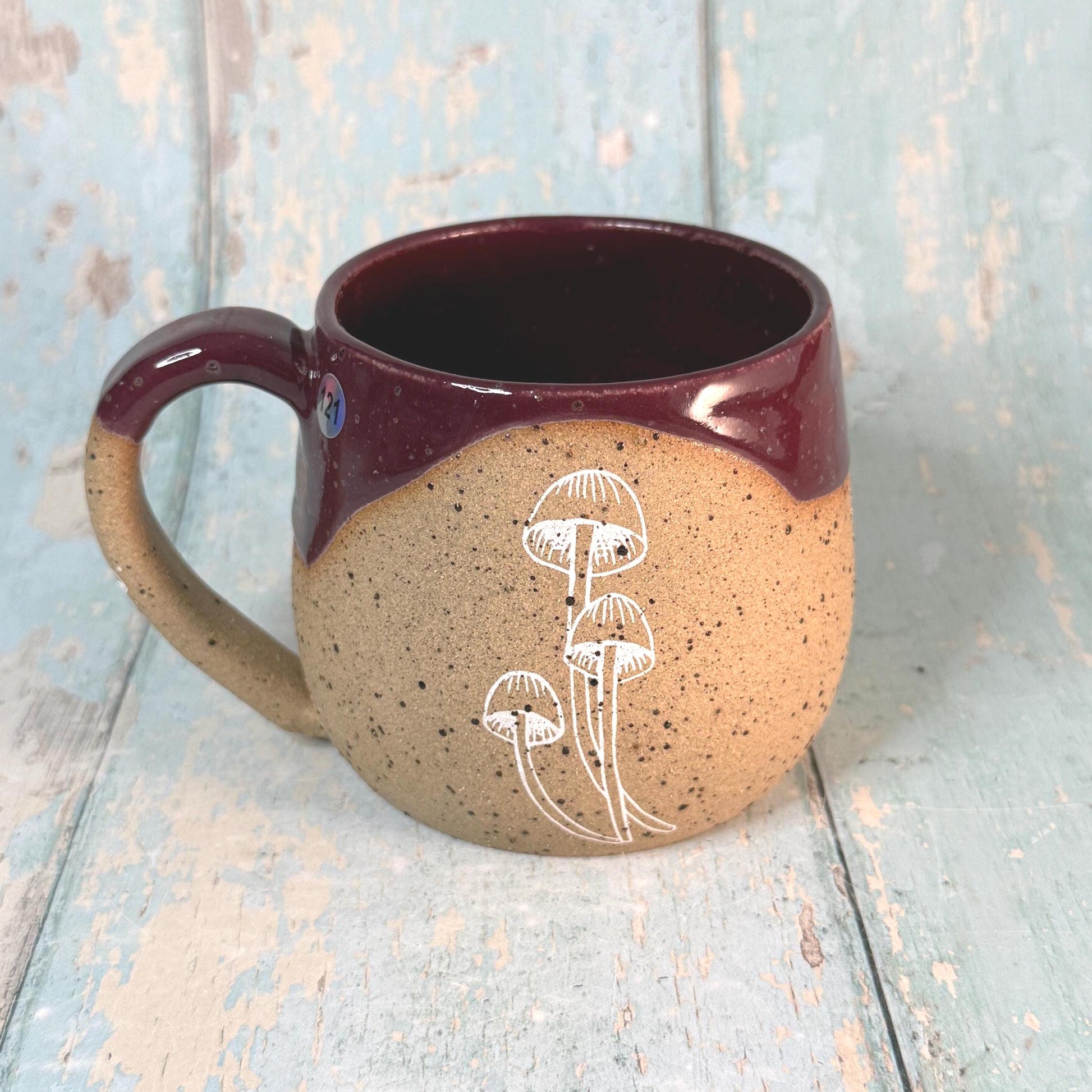 Plum Mushroom Mug, Fungi Ceramic Cup