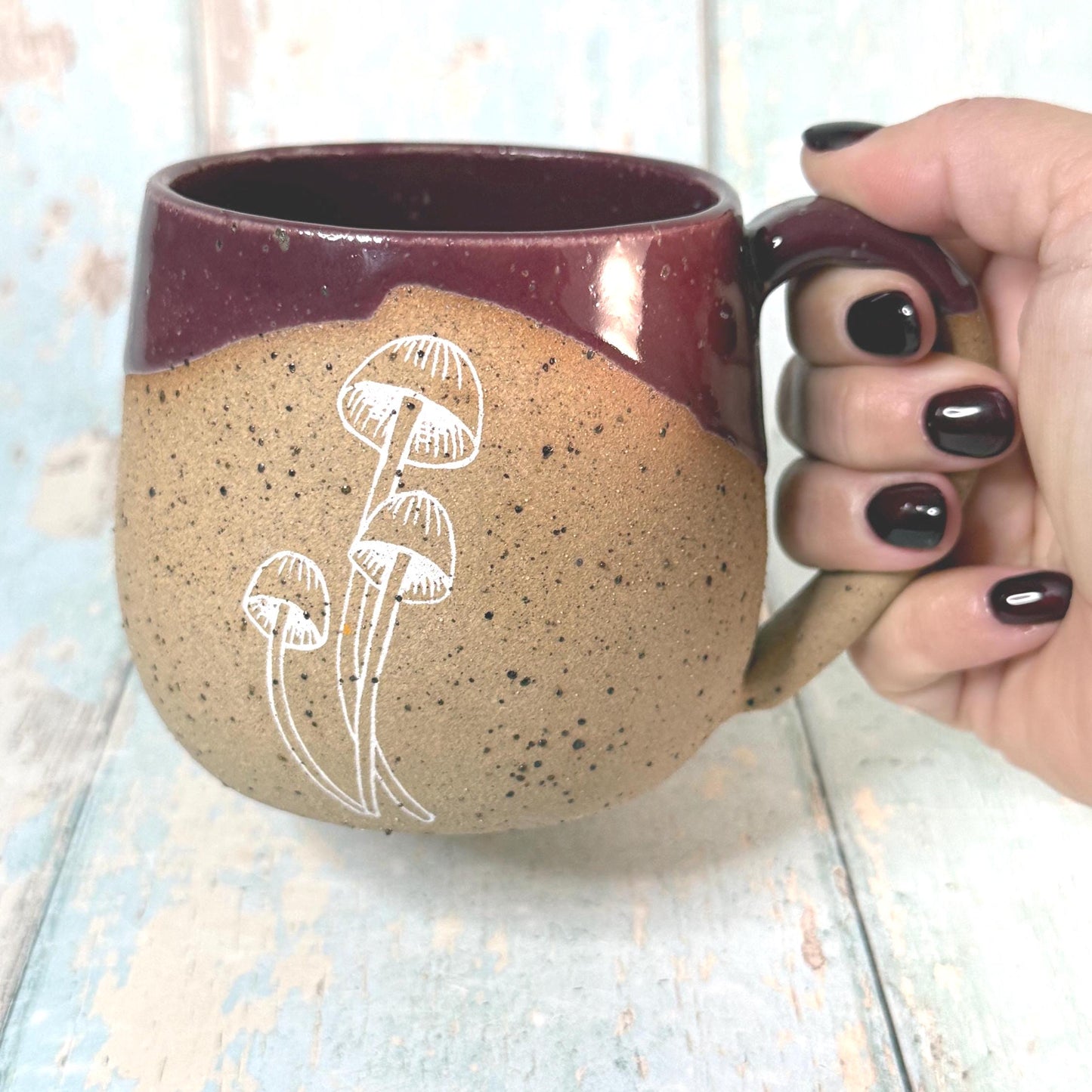 Plum Mushroom Mug, Fungi Ceramic Cup