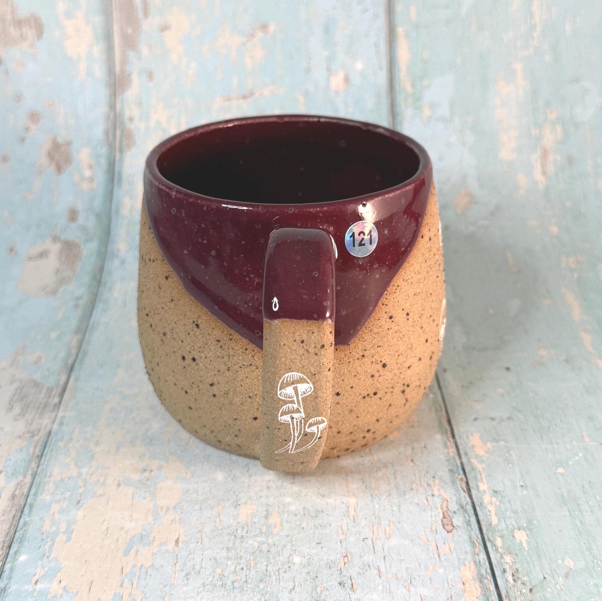 Plum Mushroom Mug, Fungi Ceramic Cup