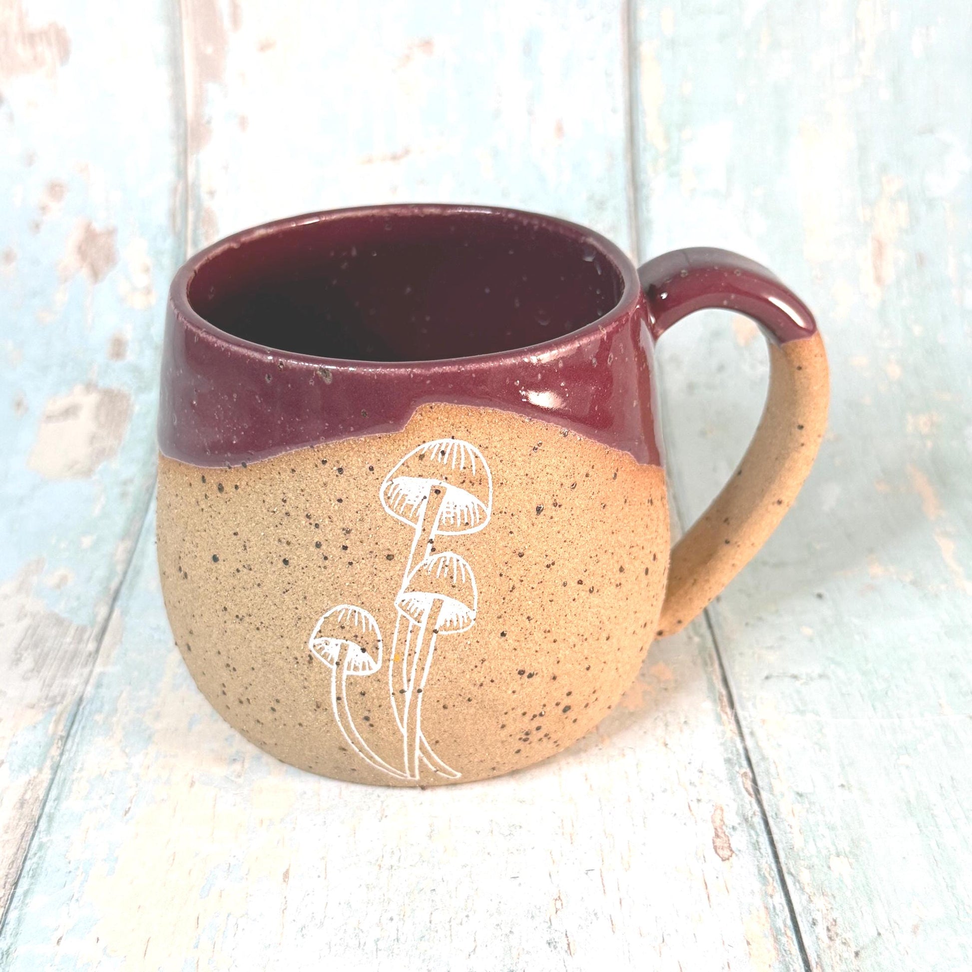 Plum Mushroom Mug, Fungi Ceramic Cup
