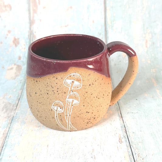 Plum Mushroom Mug, Fungi Ceramic Cup