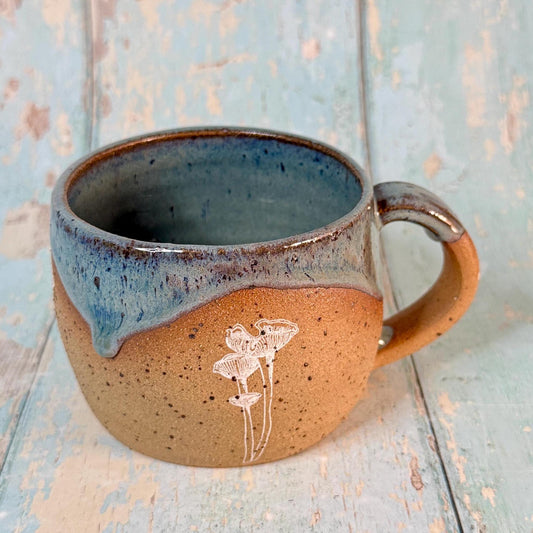 Grey Mushroom Mug, Fungi Ceramic Cup