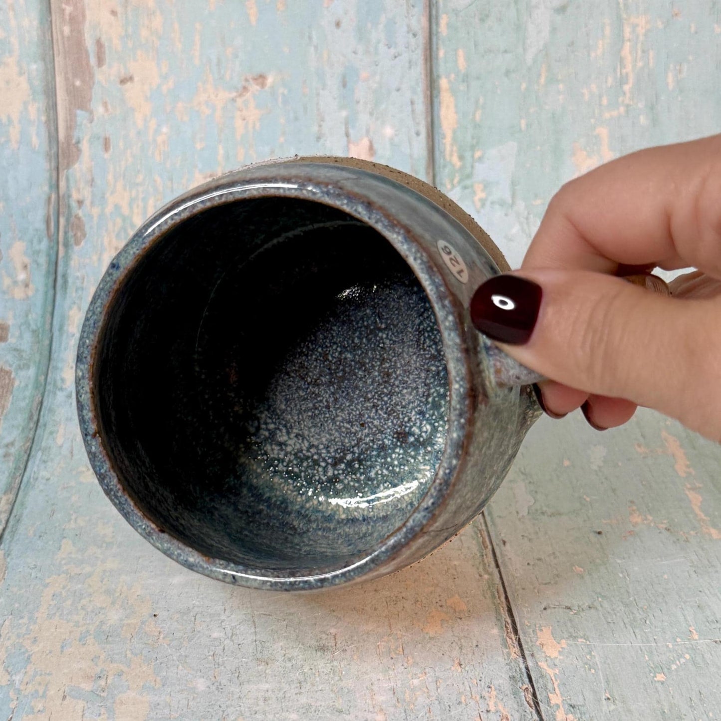 Blue Grey Mushroom Mug, Fungi Ceramic Cup