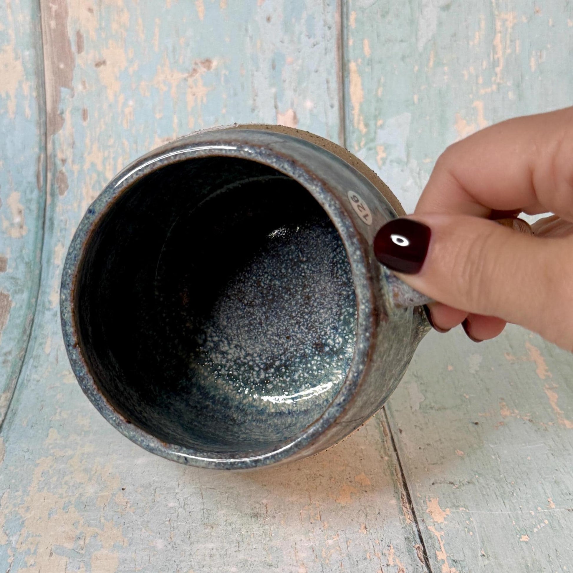 Blue Grey Mushroom Mug, Fungi Ceramic Cup
