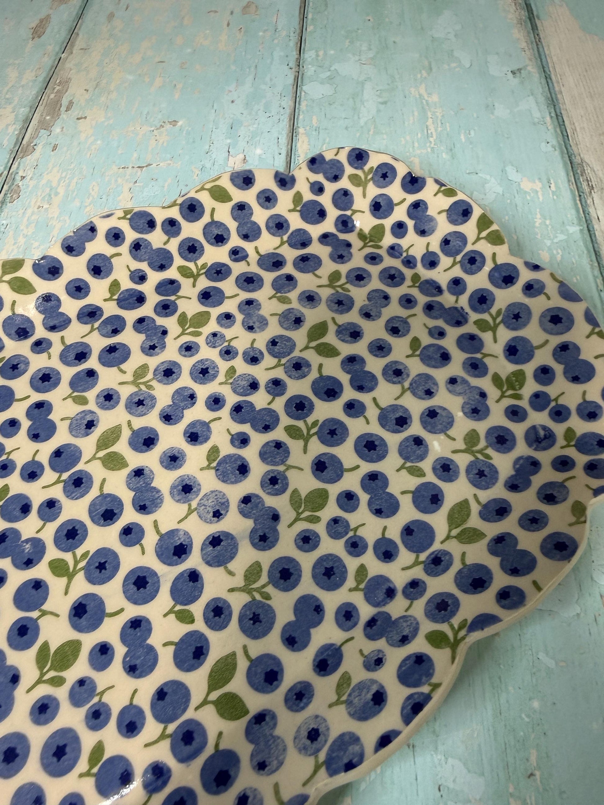 Blueberry Platter, Large Handmade Rectangle Ceramic Plate