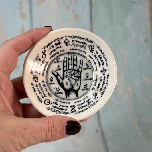 114 Small Black & White Mystical Ring Dish, Handmade Ceramic Pot