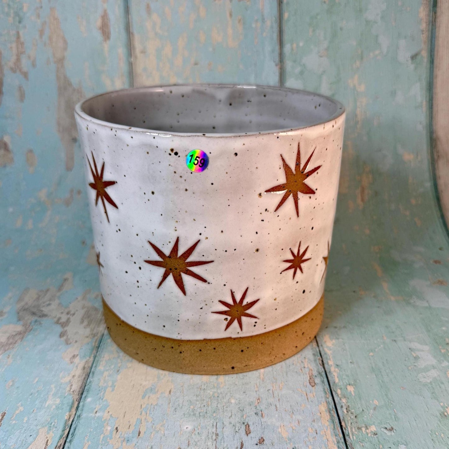 White Moon and Star Planter, Ceramic Plant Pot