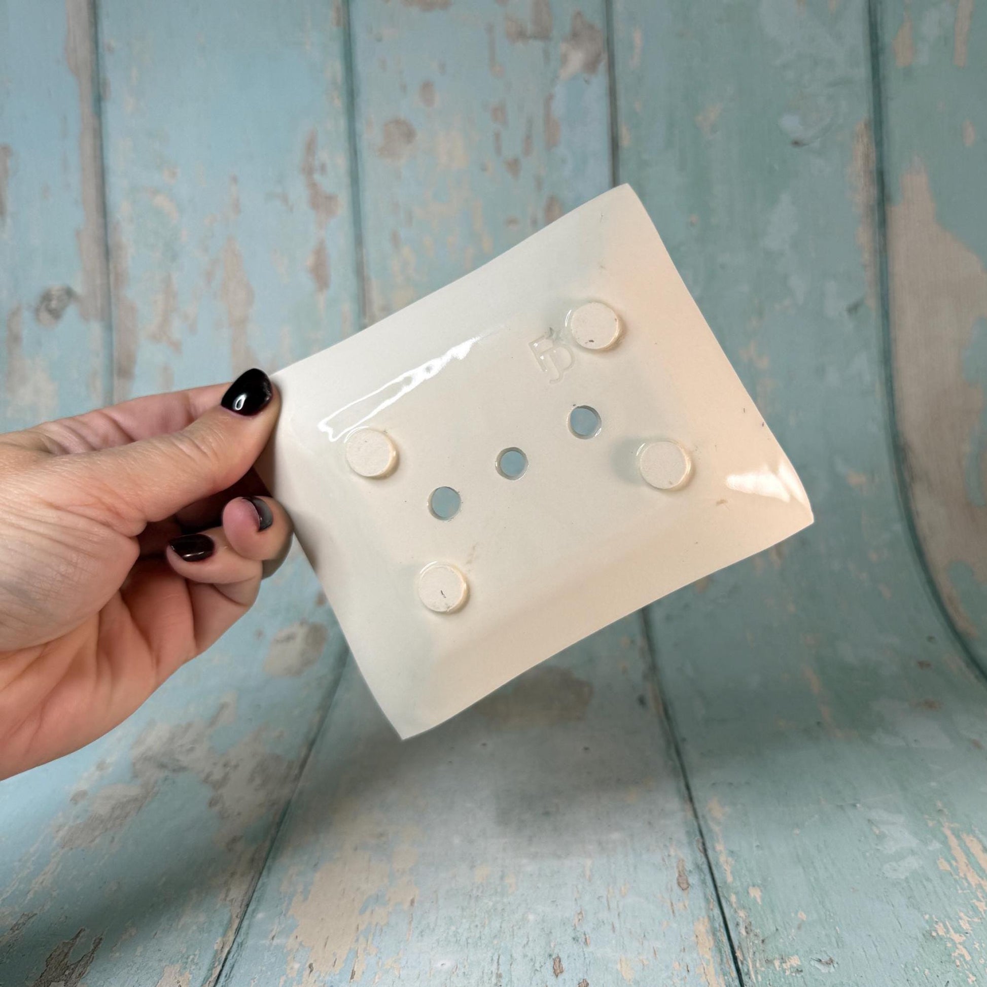 Black & White Floral Ceramic Soap Dish