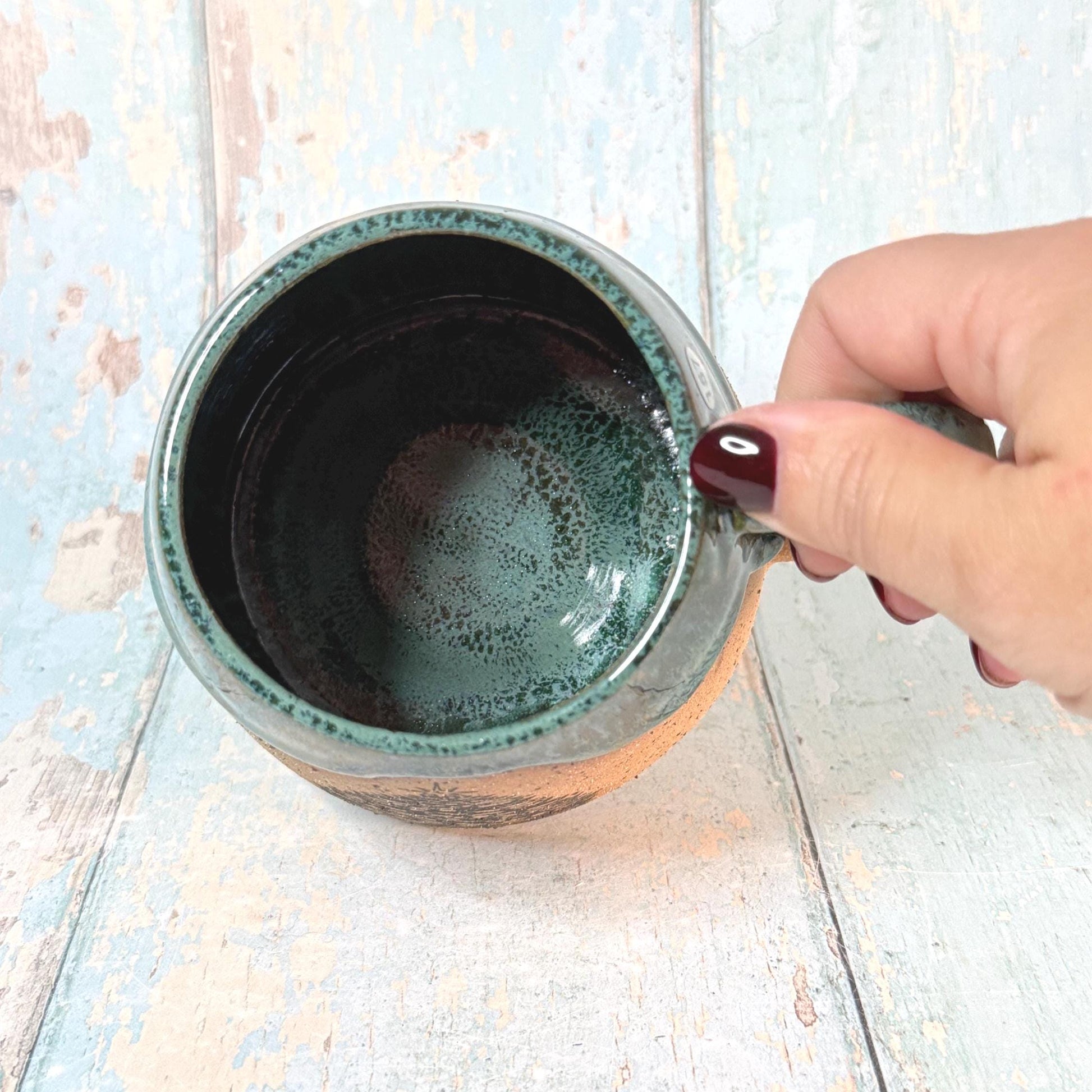 Green Christmas Tree Mug, Handmade Ceramic Cup