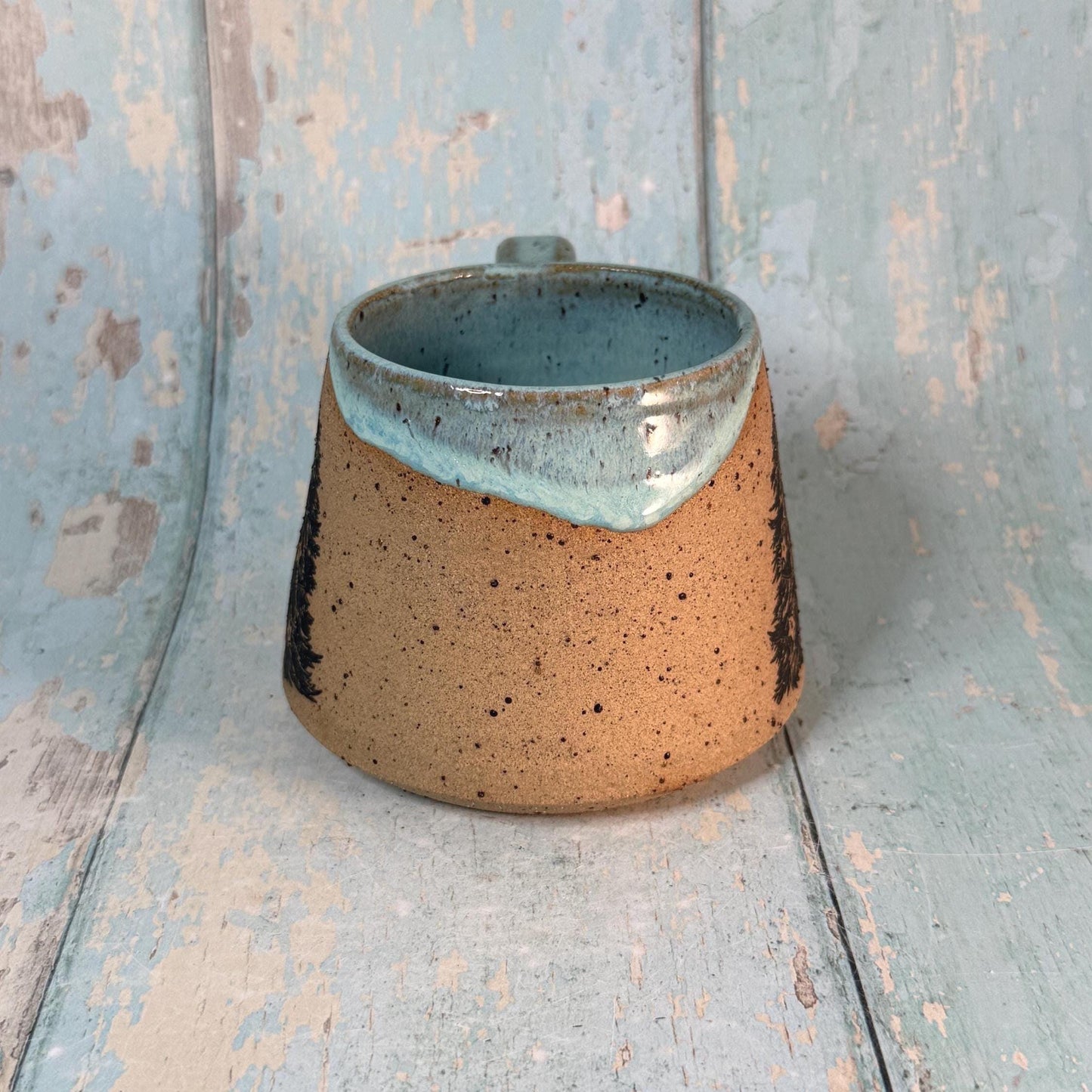 Green Christmas Tree Mug, Handmade Ceramic Cup