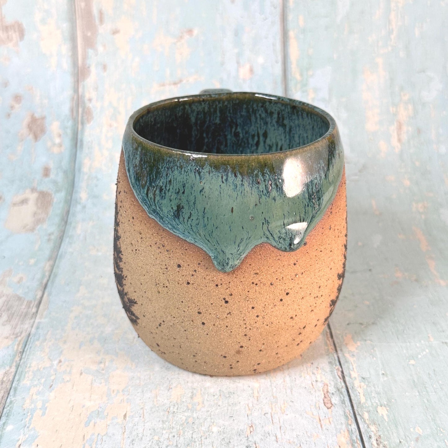 Green Christmas Tree Mug, Handmade Ceramic Cup