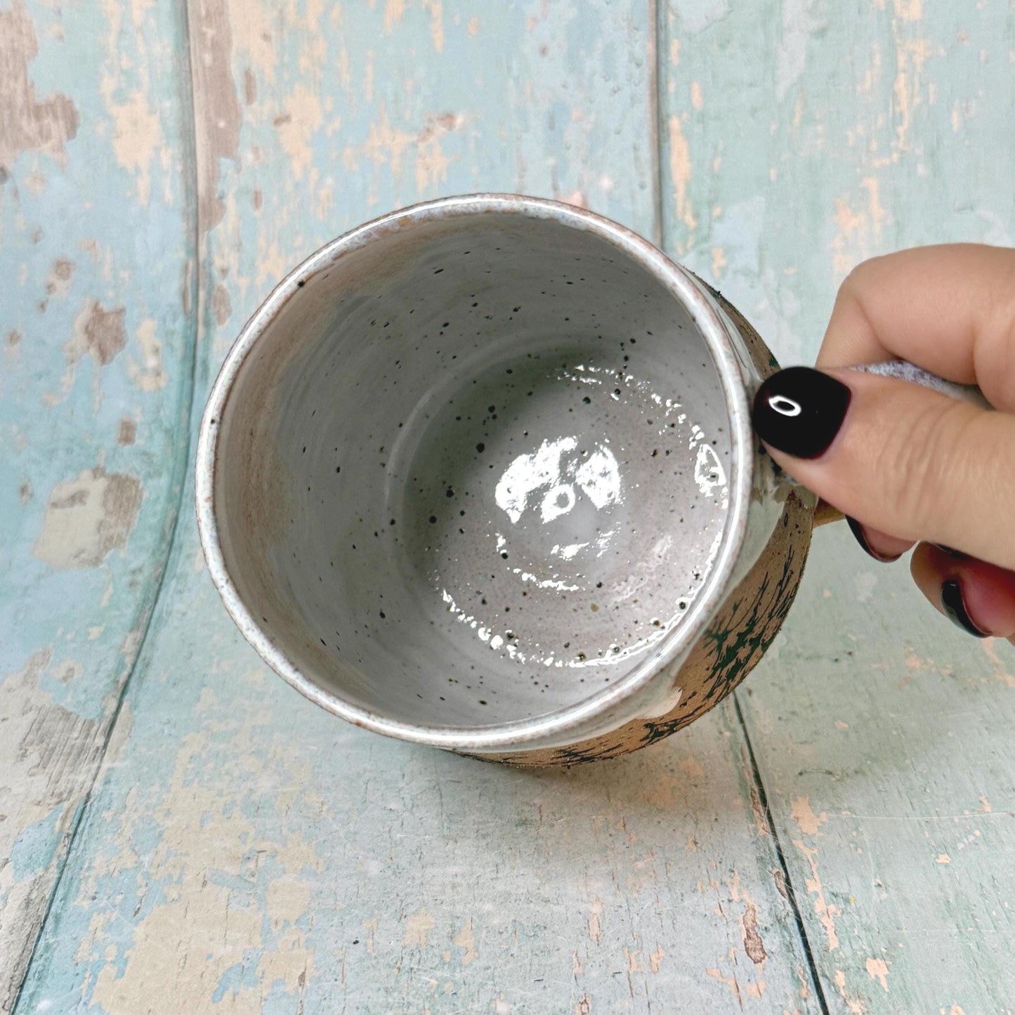 Black and White Christmas Tree Mug, Handmade Ceramic Cup