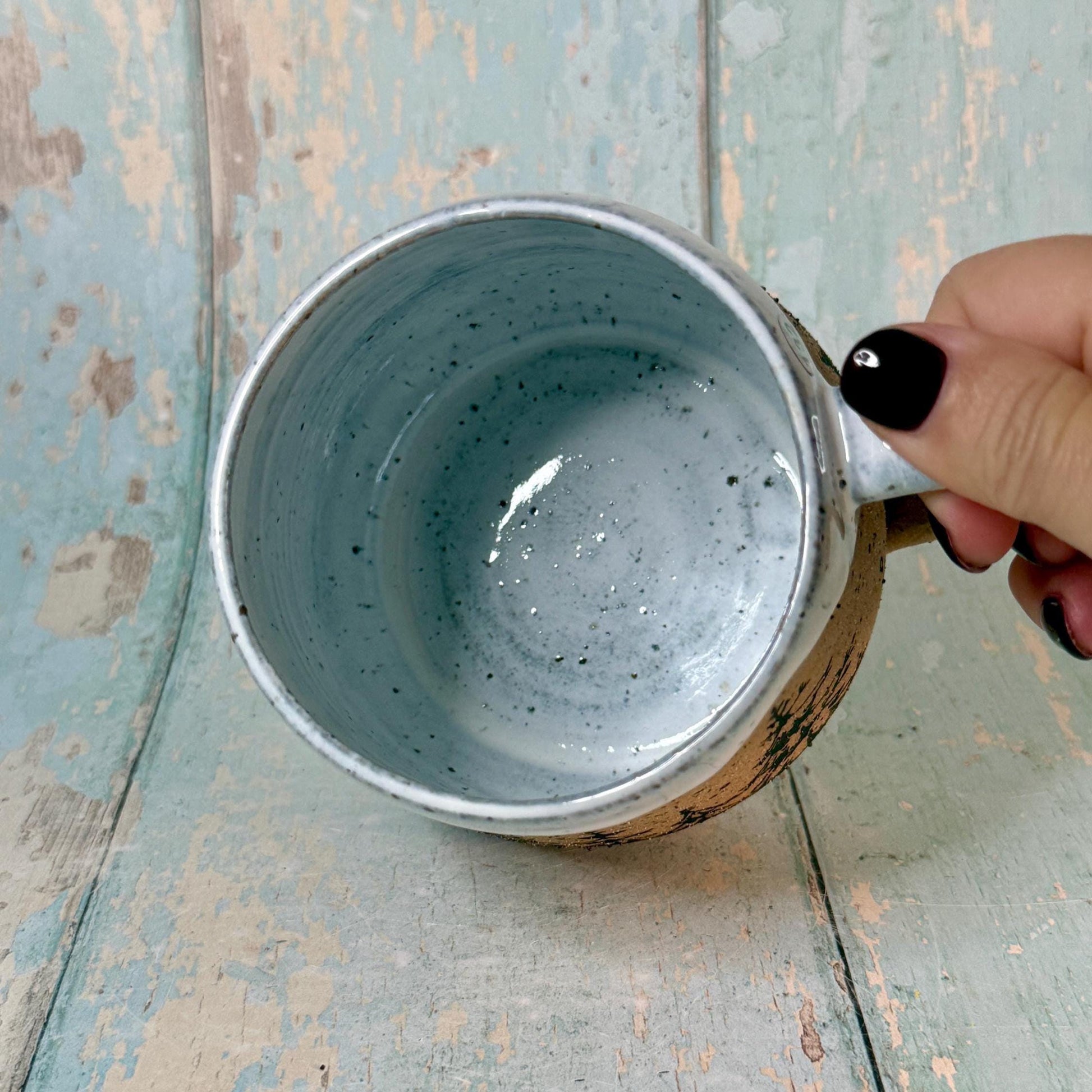 Black and White Christmas Tree Mug, Handmade Ceramic Cup