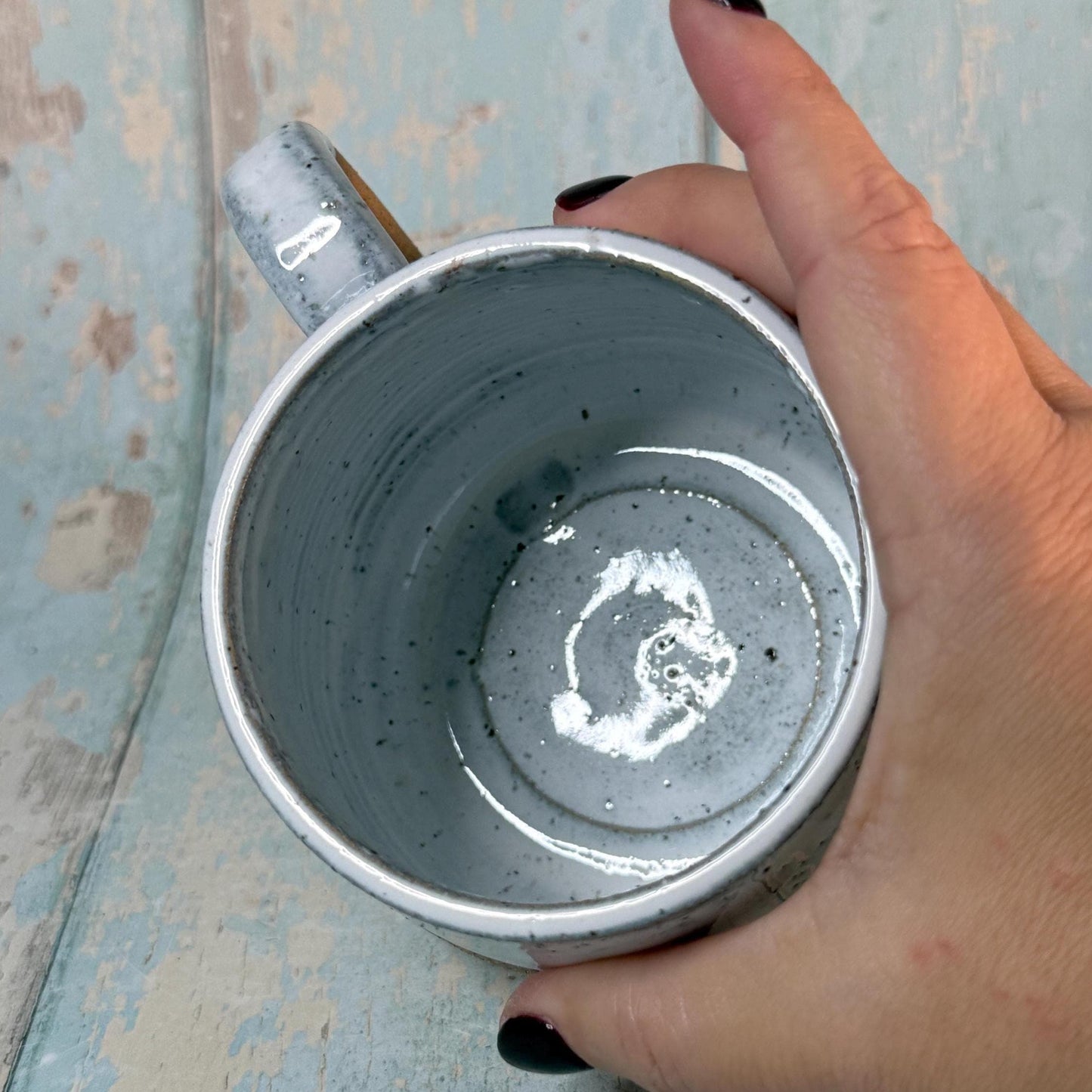 White Christmas Snowflake Mug, Handmade Ceramic Cup
