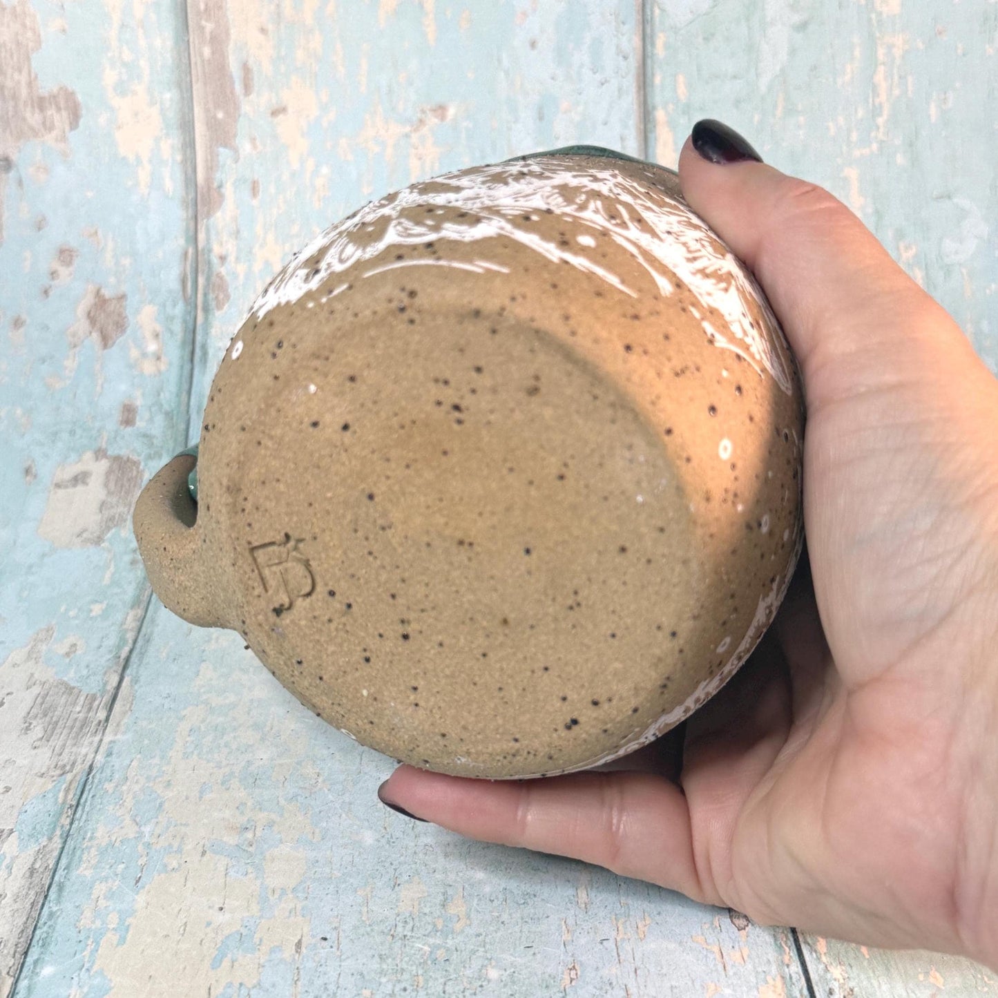Green Christmas Tree Mug, Handmade Ceramic Cup