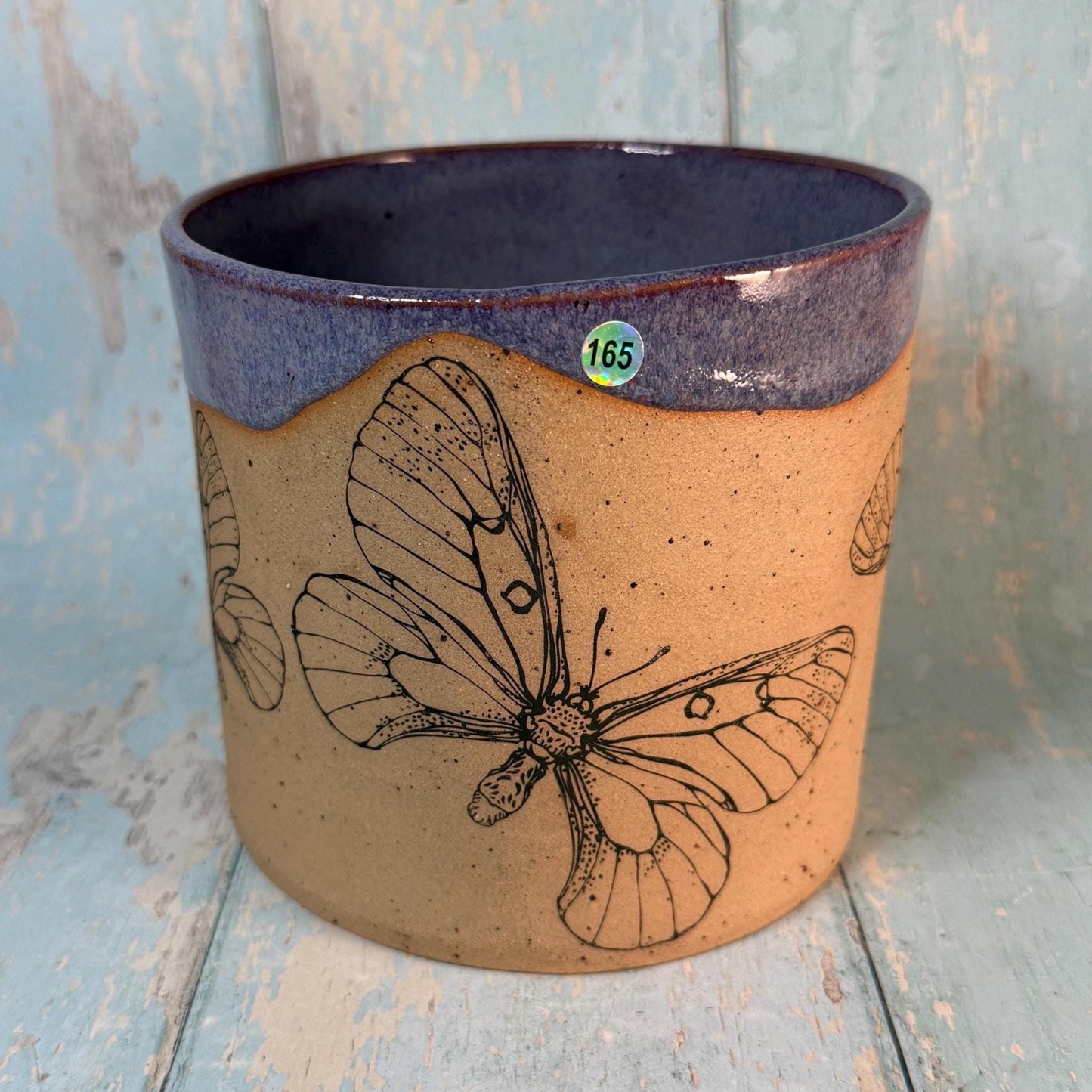 Purple Butterfly Ceramic Planter, Indoor Plant Pot