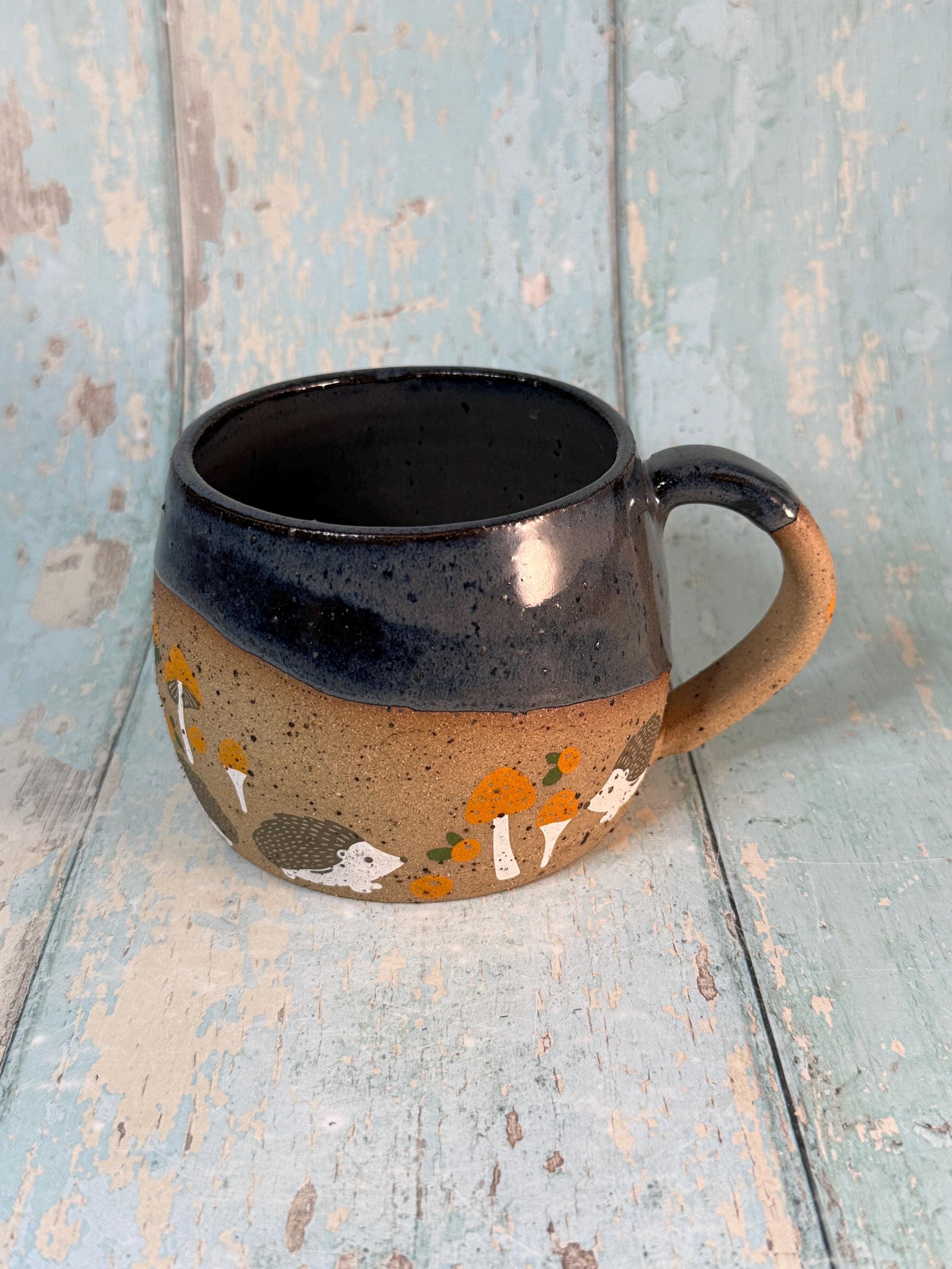 Grey Hedgehog Mug, Large Ceramic Cup