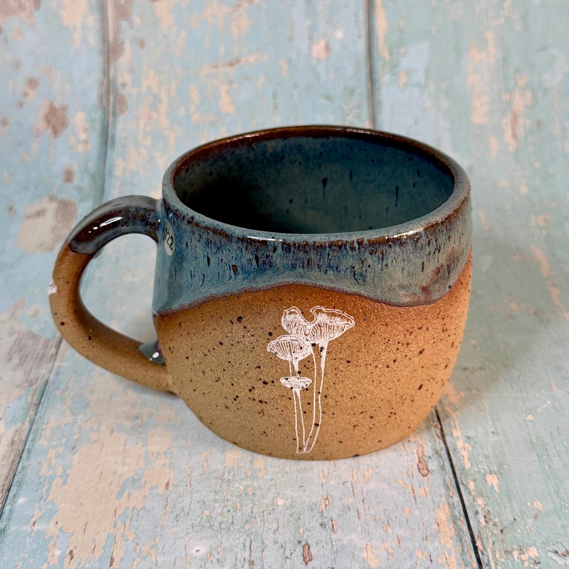 Grey Mushroom Mug, Fungi Ceramic Cup