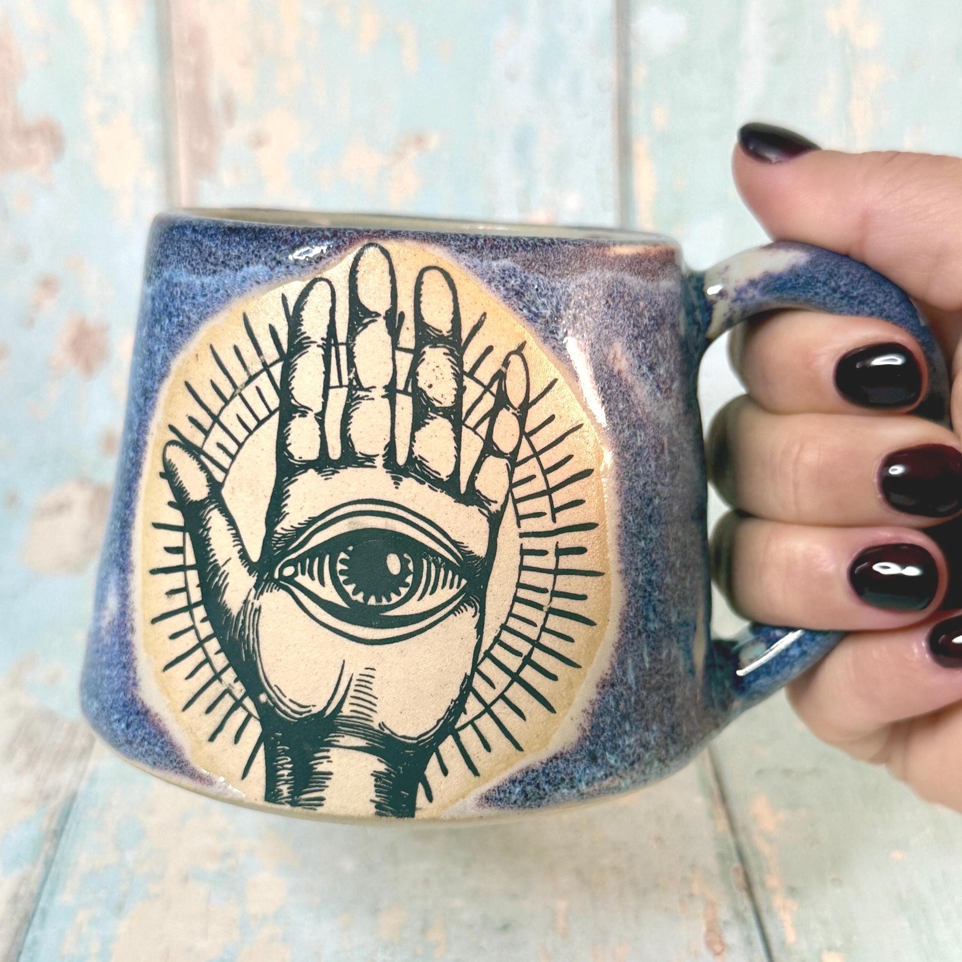 Purple Mystical Mug, Handmade Ceramic Cup - Second