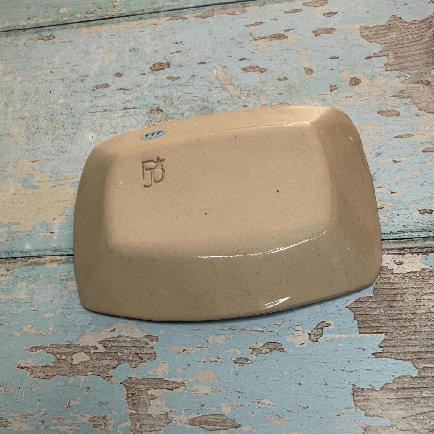 Small Black & White Floral Ring Dish, Handmade Rectangle Ceramic Pot